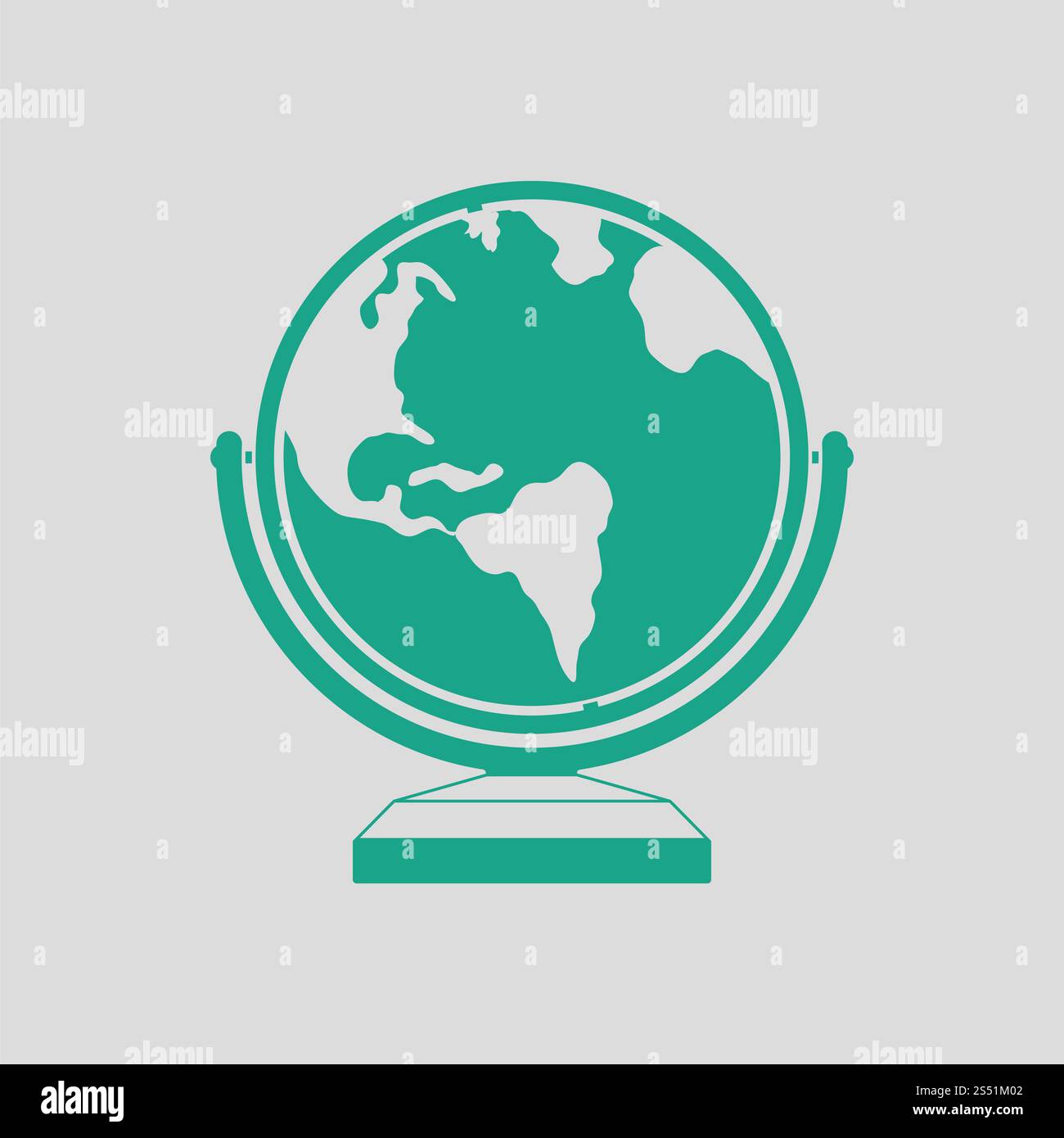 Icona a forma di globo. Sfondo grigio con verde. Illustrazione Vettoriale. Foto Stock