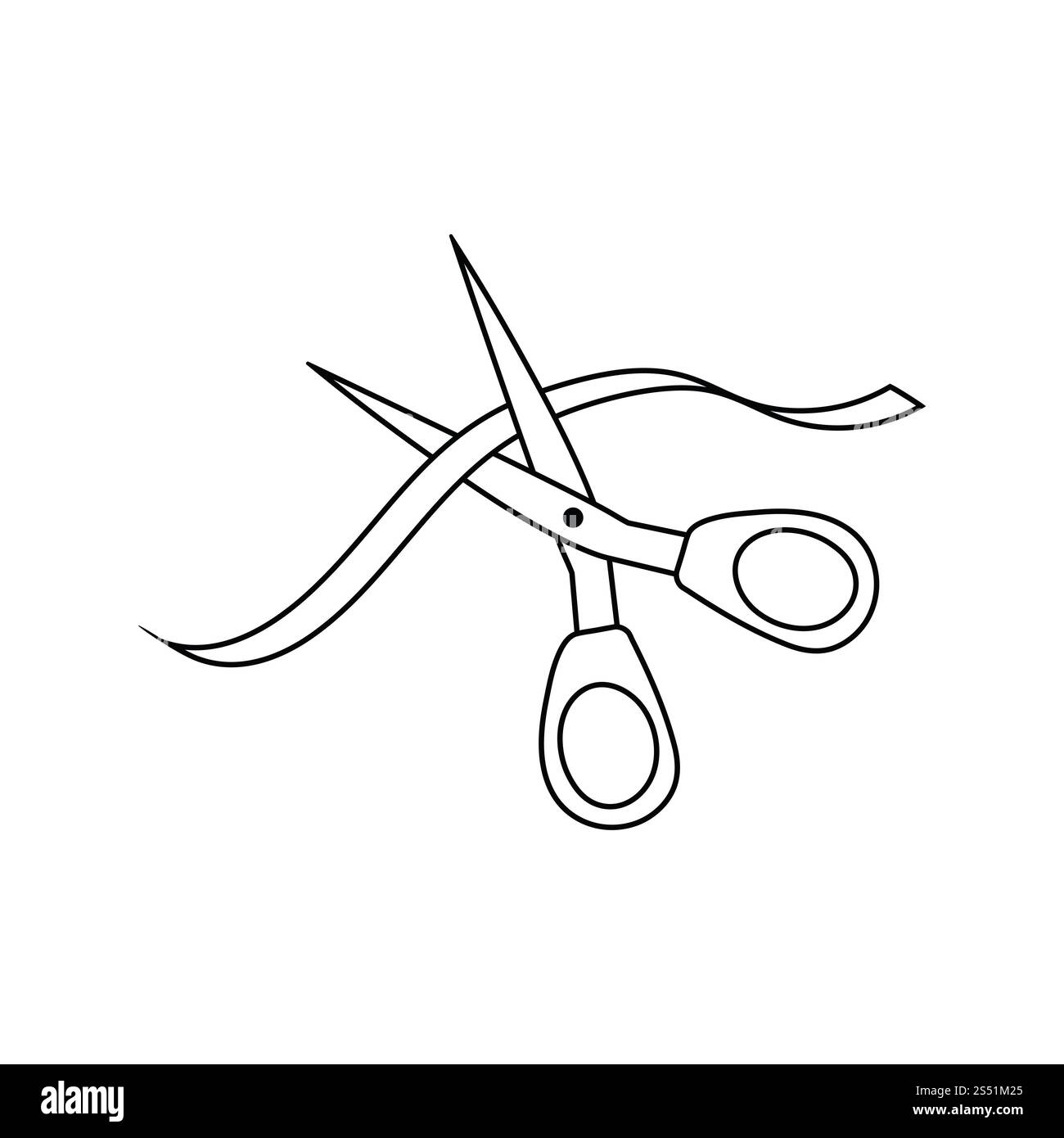 Cerimonia del taglio del nastro e la relativa icona. Linea sottile design. Illustrazione Vettoriale. Foto Stock