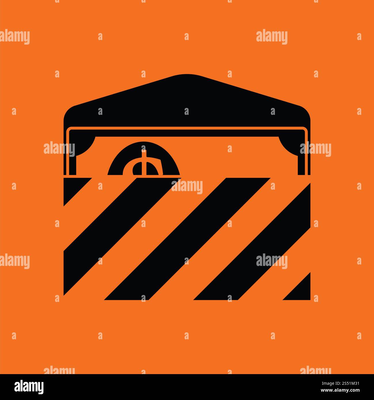 Icona della busta regalo di compleanno con i soldi . Sfondo arancione con nero. Illustrazione vettoriale. Foto Stock