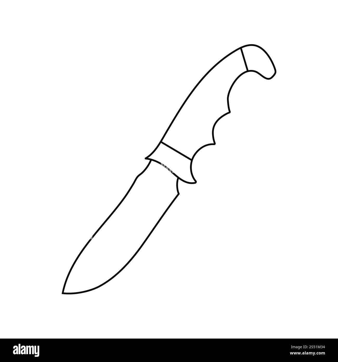 Design piatto icona del coltello da caccia i colori dell'interfaccia utente. Linea sottile design. Illustrazione Vettoriale. Foto Stock