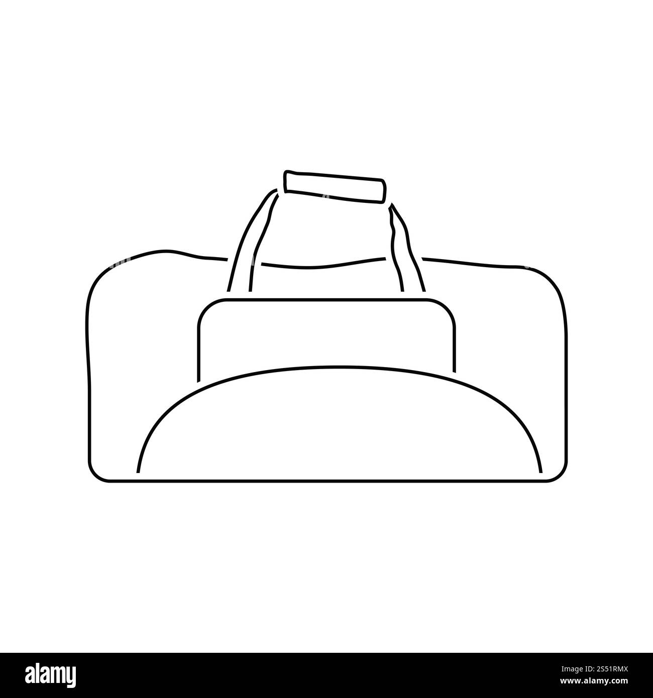 Icona del sacchetto di fitness. Linea sottile design. Illustrazione Vettoriale. Foto Stock