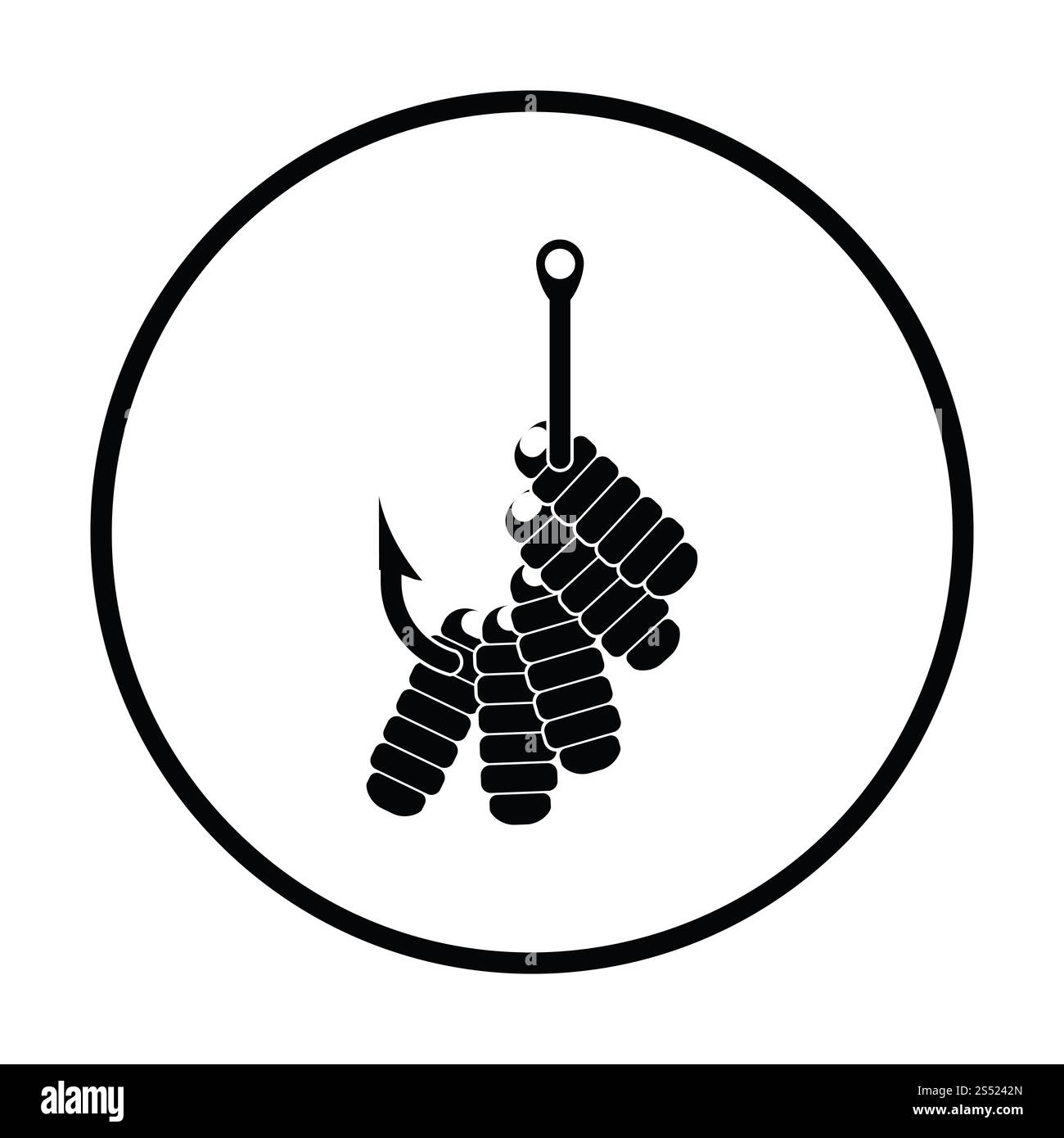 Icona della vite senza fine sul gancio. Cerchio sottile design. Illustrazione Vettoriale. Foto Stock