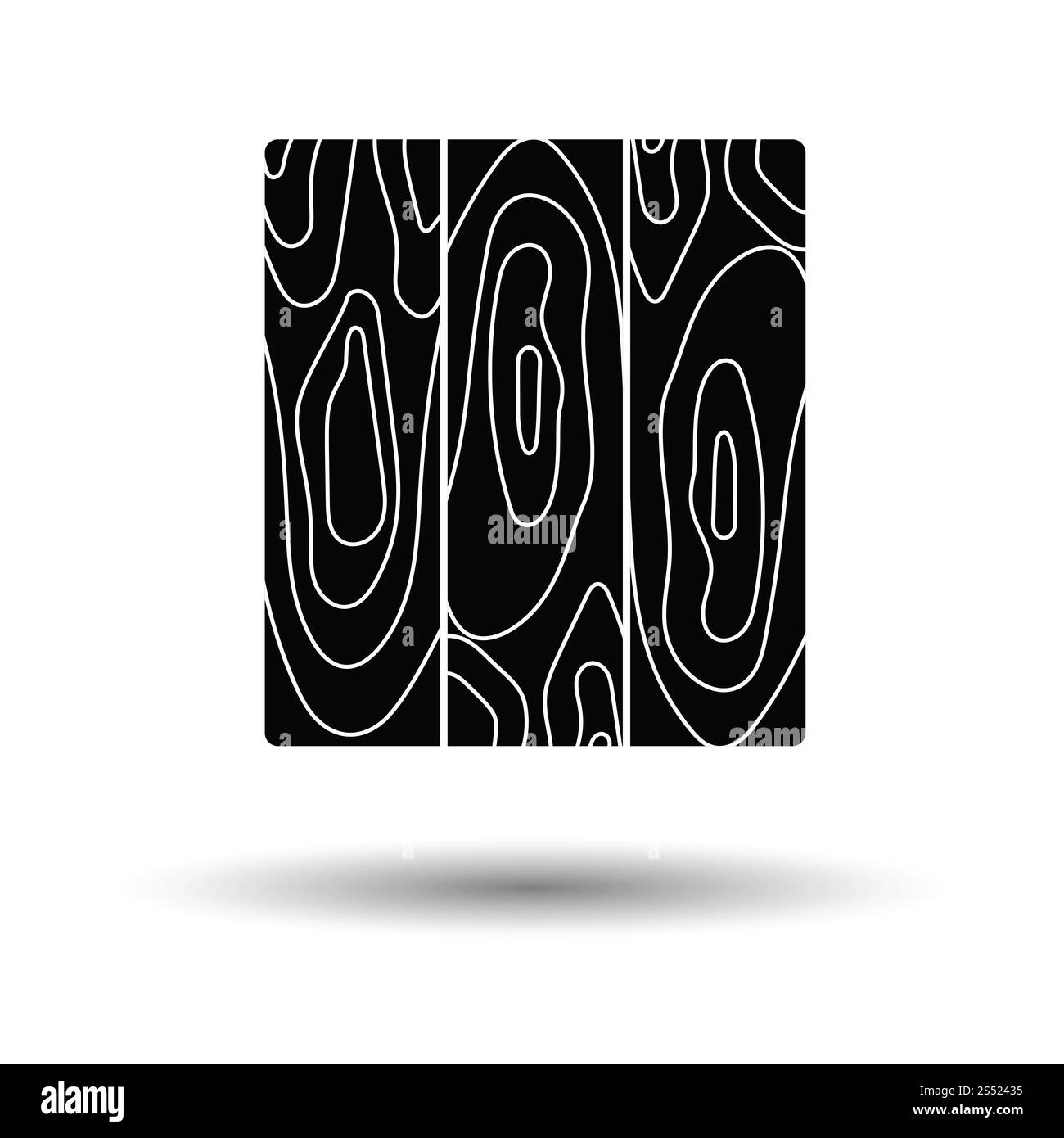 Icona del parquet listone pattern. Sfondo bianco con ombra design. Illustrazione Vettoriale. Foto Stock