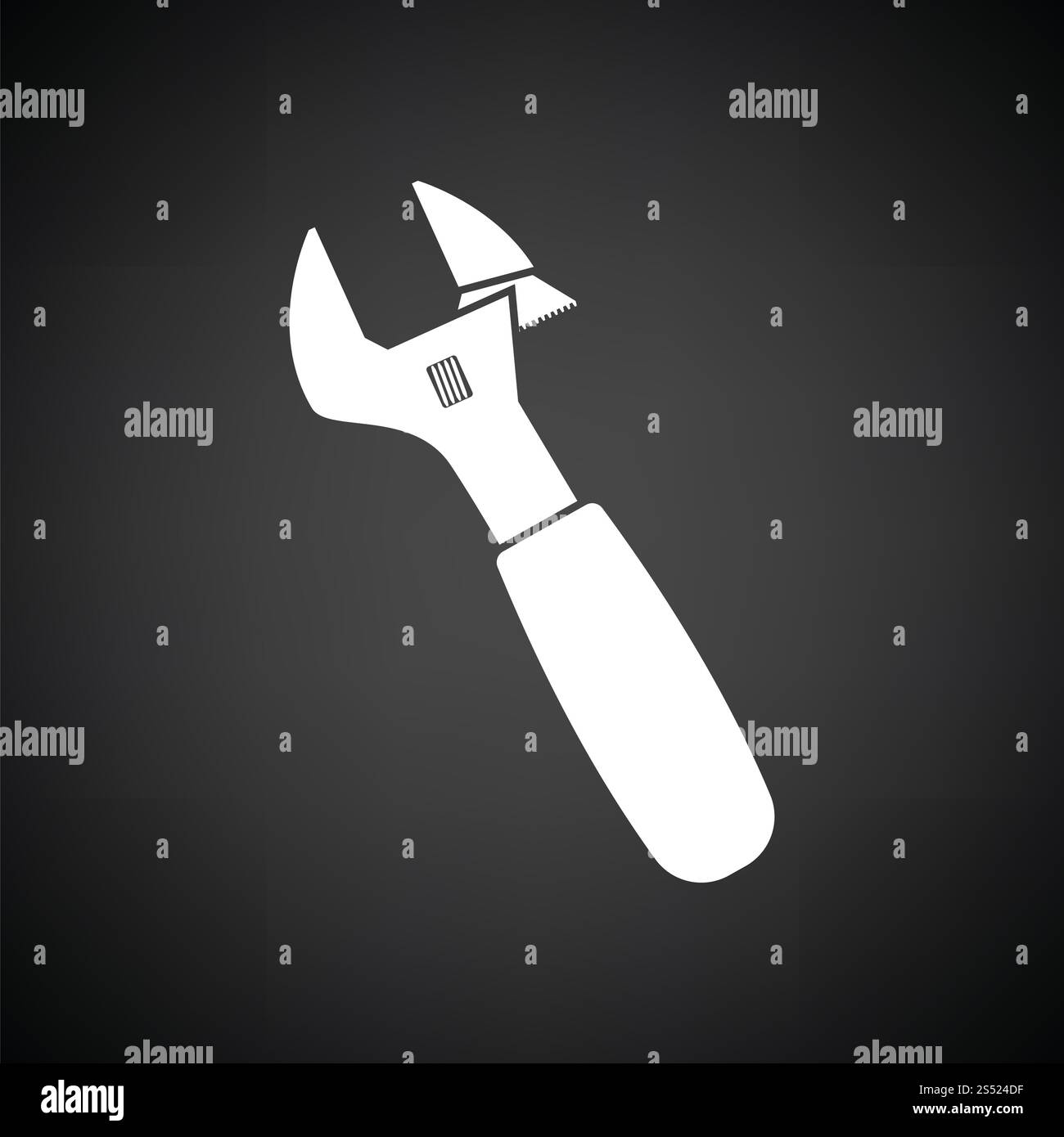 Icona chiave regolabile. Sfondo nero con bianco. Illustrazione vettoriale. Foto Stock