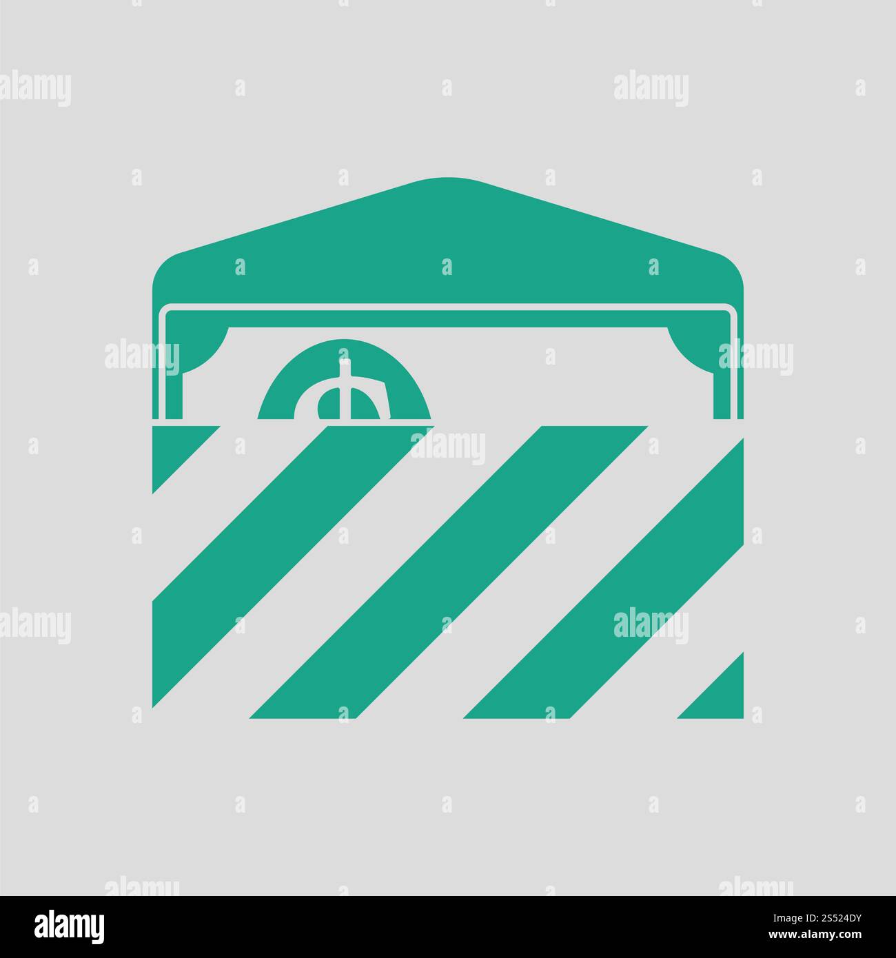 Icona della busta regalo di compleanno con i soldi . Sfondo grigio con verde. Illustrazione vettoriale. Foto Stock