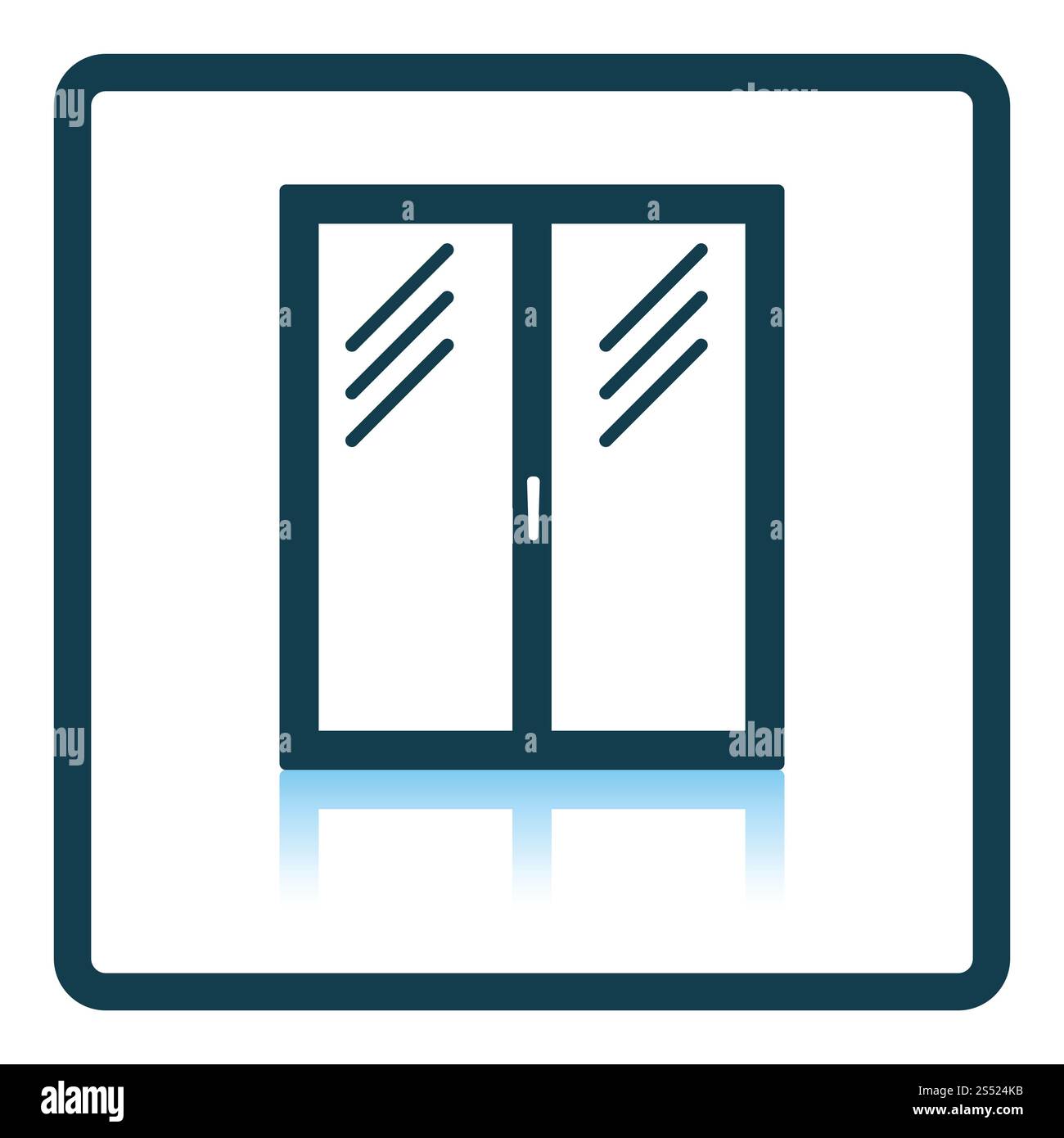 Icona della finestra chiusa telaio. Ombra di design di riflessione. Illustrazione Vettoriale. Foto Stock
