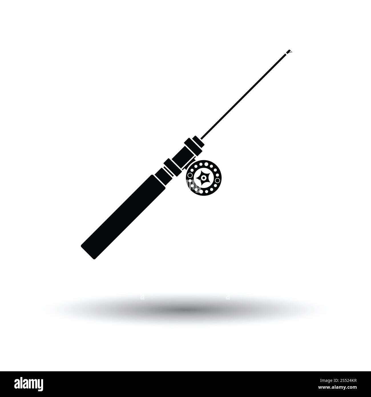 Icona della pesca affrontare l'inverno . Sfondo bianco con ombra design. Illustrazione Vettoriale. Foto Stock