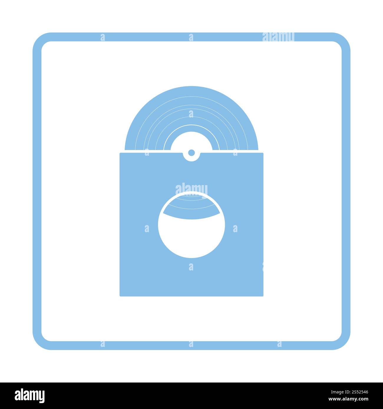 Dischi in Vinile in icona a forma di busta. La cornice blu design. Illustrazione Vettoriale. Foto Stock