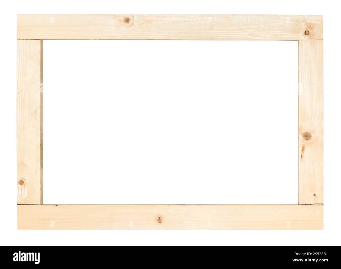 Semplice cornice rettangolare con tavole di legno isolato su sfondo bianco Foto Stock