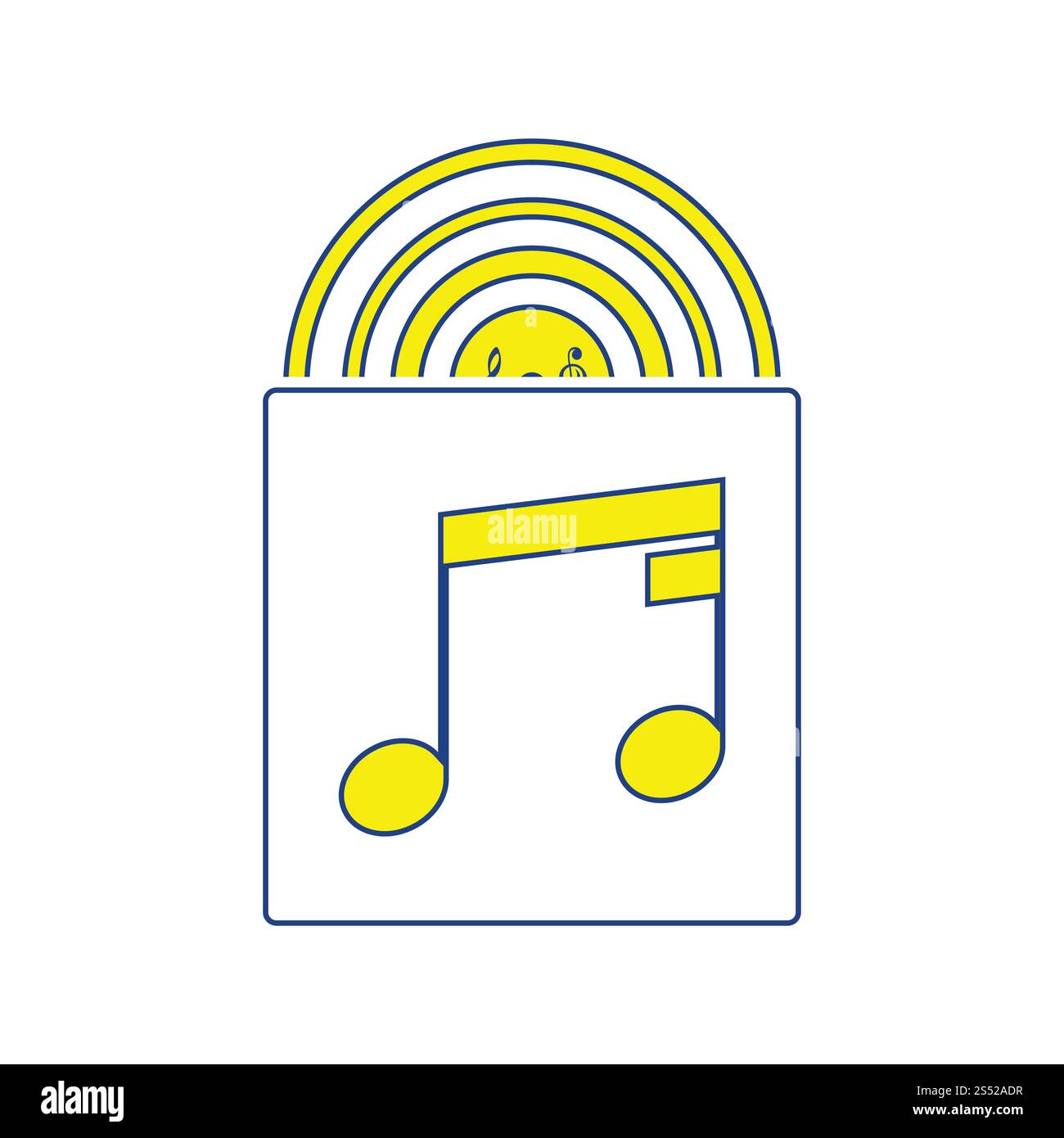 Dischi in Vinile in icona a forma di busta. Linea sottile design. Illustrazione Vettoriale. Foto Stock