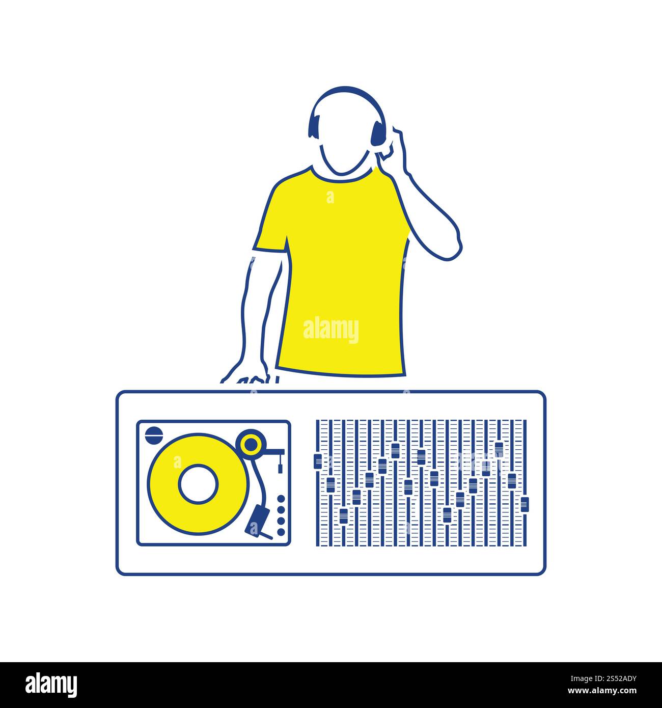 Icona di DJ. Linea sottile design. Illustrazione Vettoriale. Foto Stock