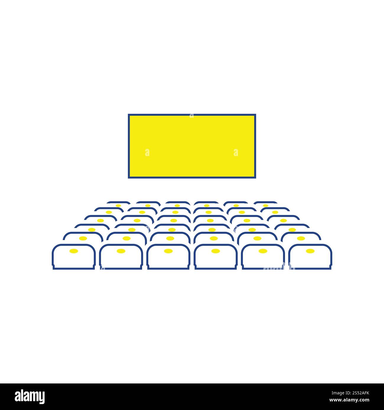 Cinema auditorium icona. Linea sottile design. Illustrazione Vettoriale. Foto Stock