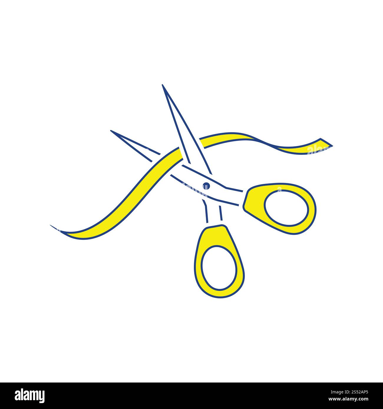 Cerimonia del taglio del nastro e la relativa icona. Linea sottile design. Illustrazione Vettoriale. Foto Stock