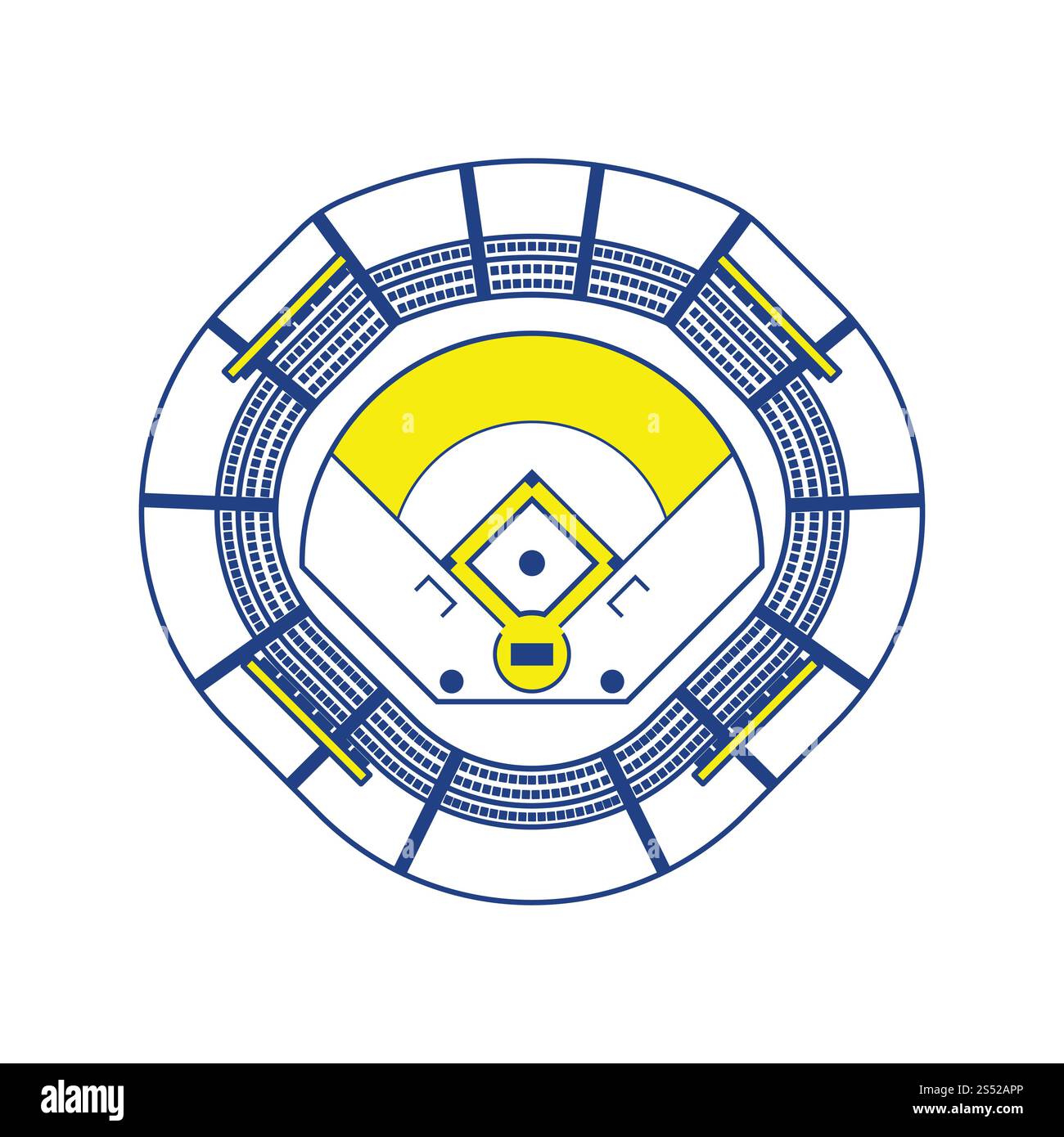 Lo stadio di baseball icona. Linea sottile design. Illustrazione Vettoriale. Foto Stock
