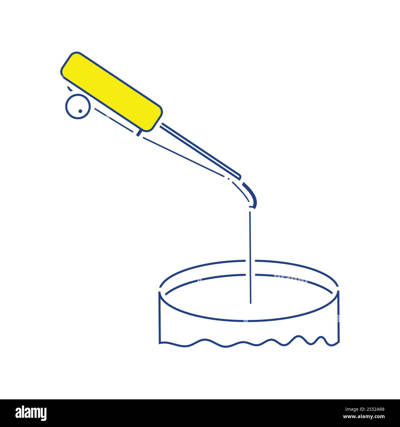 Icona della pesca affrontare l'inverno . Linea sottile design. Illustrazione Vettoriale. Foto Stock