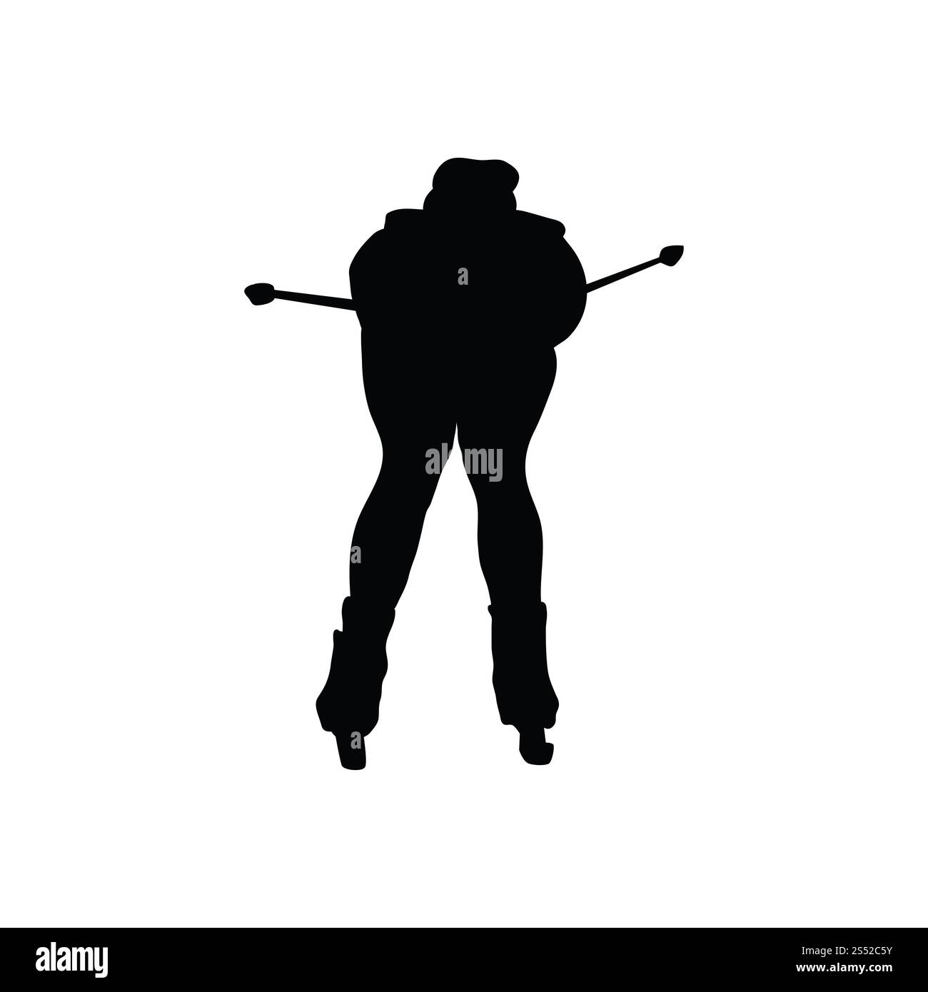 Silhouette sportiva biathlon. Nero su bianco. Illustrazione vettoriale. Foto Stock
