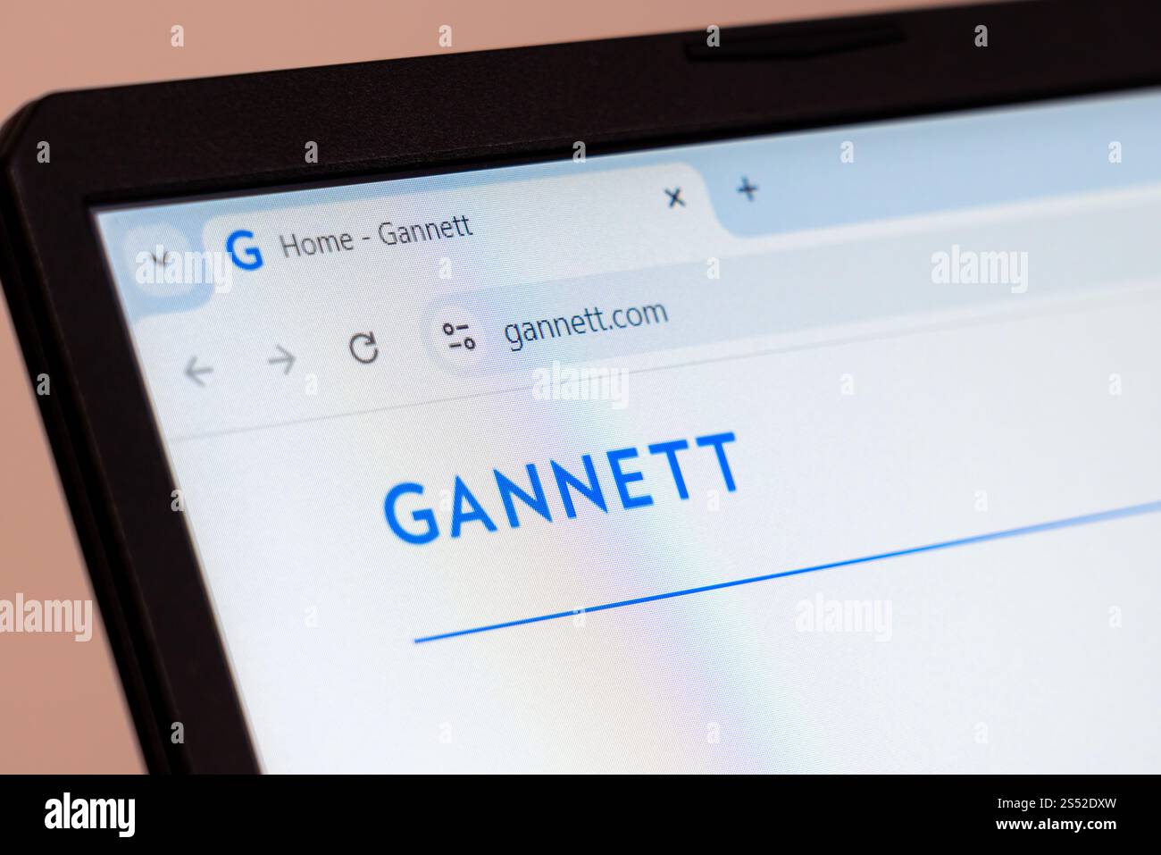 New York, USA - 10 gennaio 2025: Homepage del sito web della Gannett Media and Publishing Company visualizzata con il logo sullo schermo del laptop Foto Stock