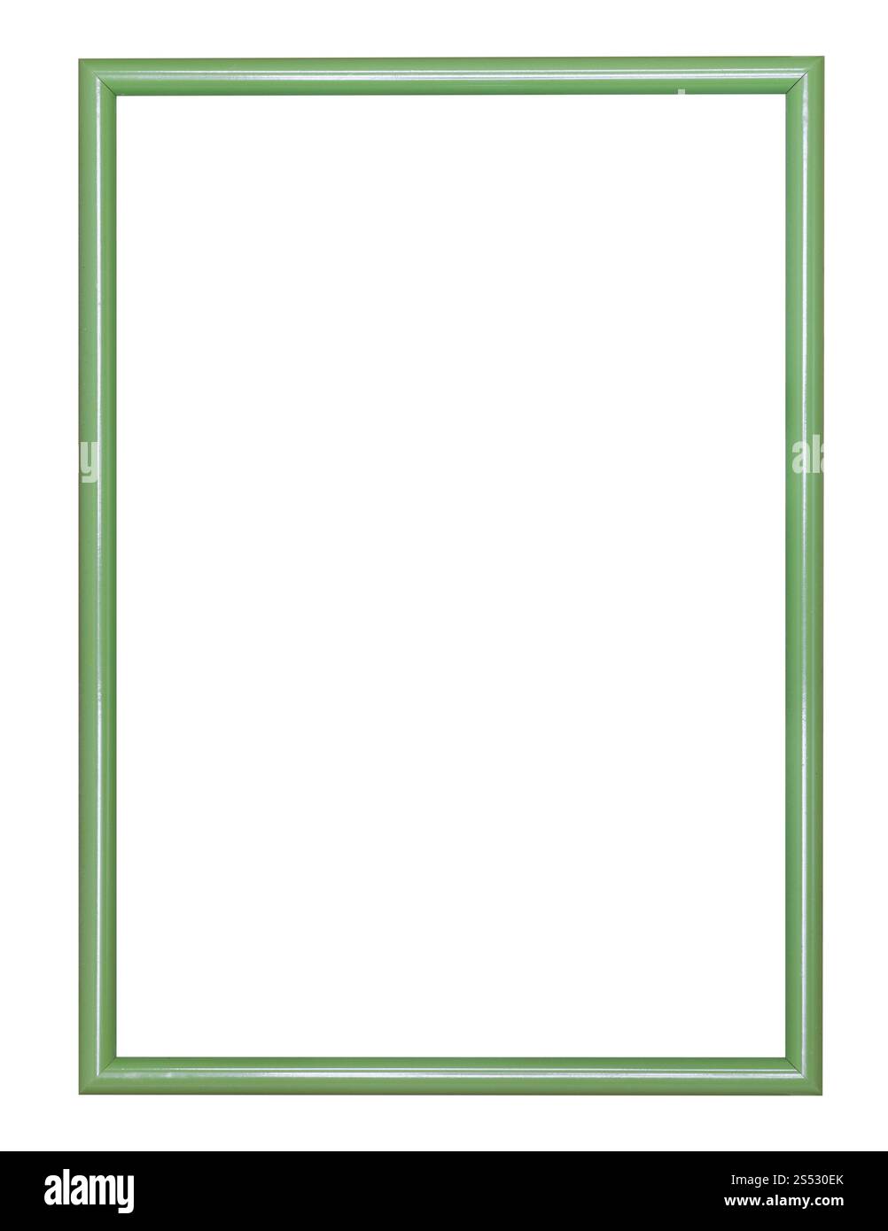 Svuotare il verde stretta di legno cornice immagine tela isolati su sfondo bianco Foto Stock