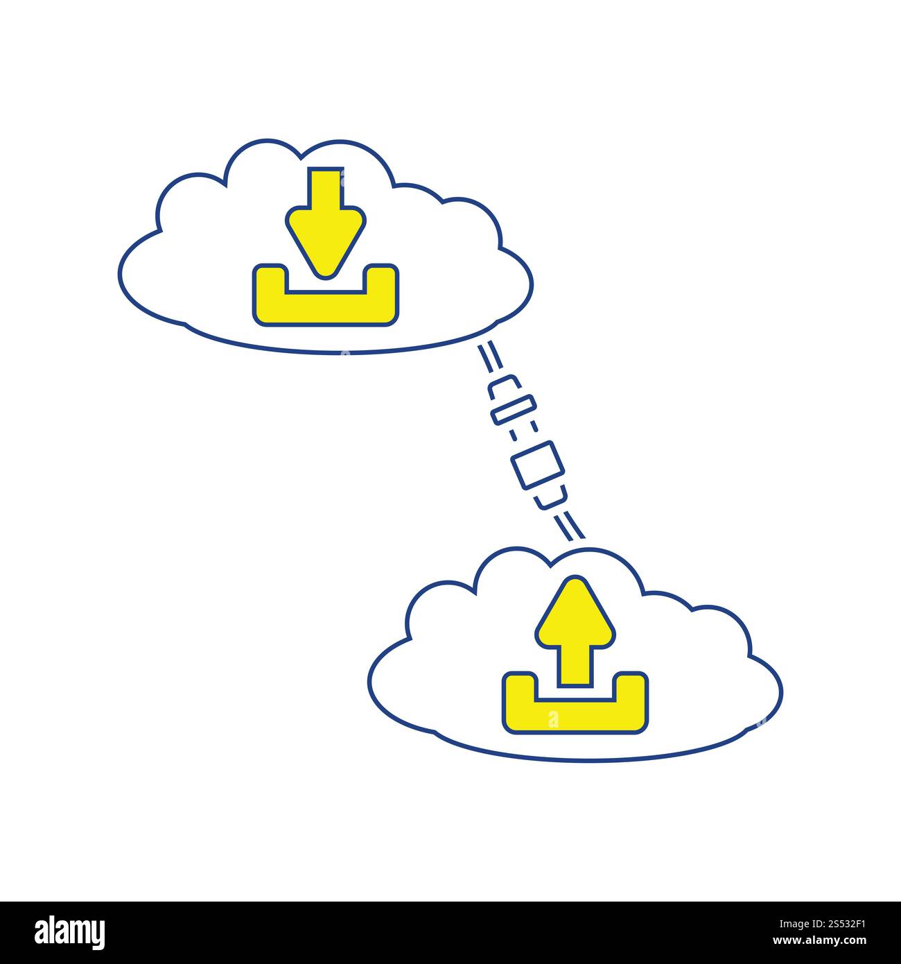 Cloud icona di connessione. Linea sottile design. Illustrazione Vettoriale. Foto Stock