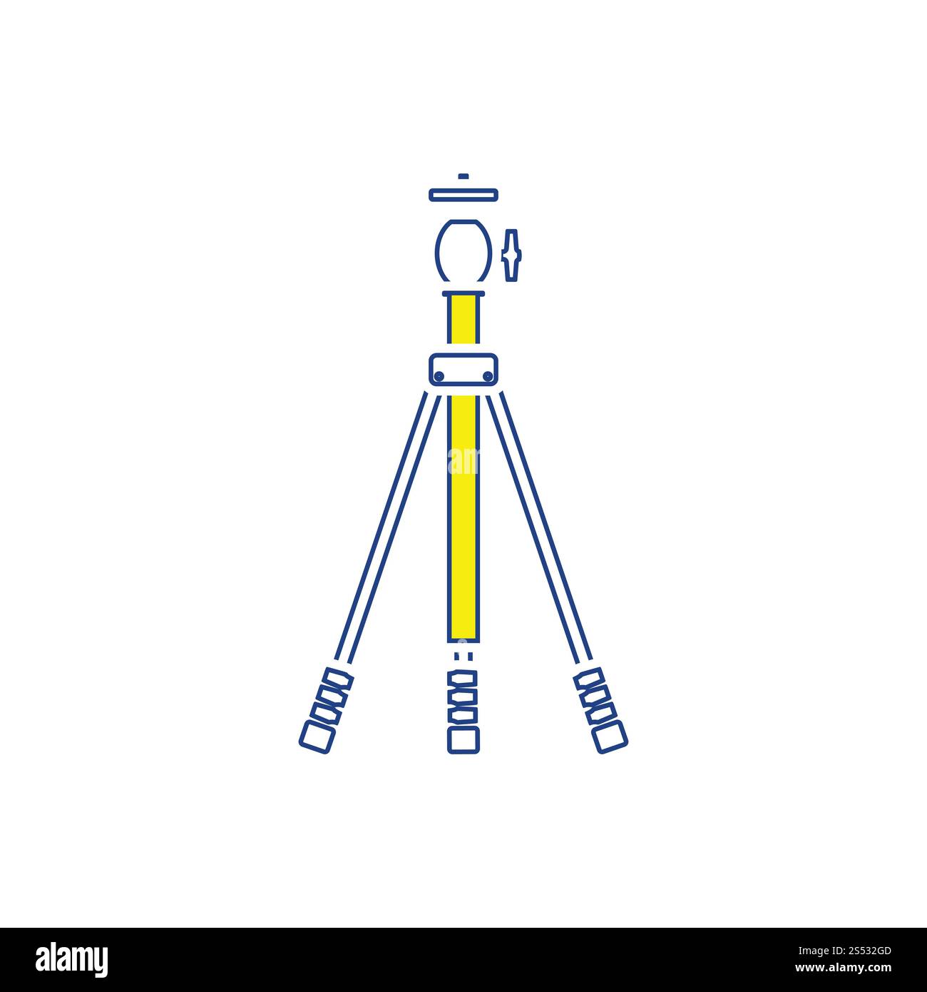 Icona del treppiede fotografico. Linea sottile design. Illustrazione Vettoriale. Foto Stock