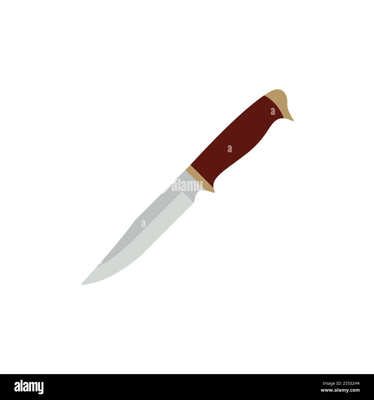 Icona di coltello. Schermo piatto a colori e design. Illustrazione Vettoriale. Foto Stock