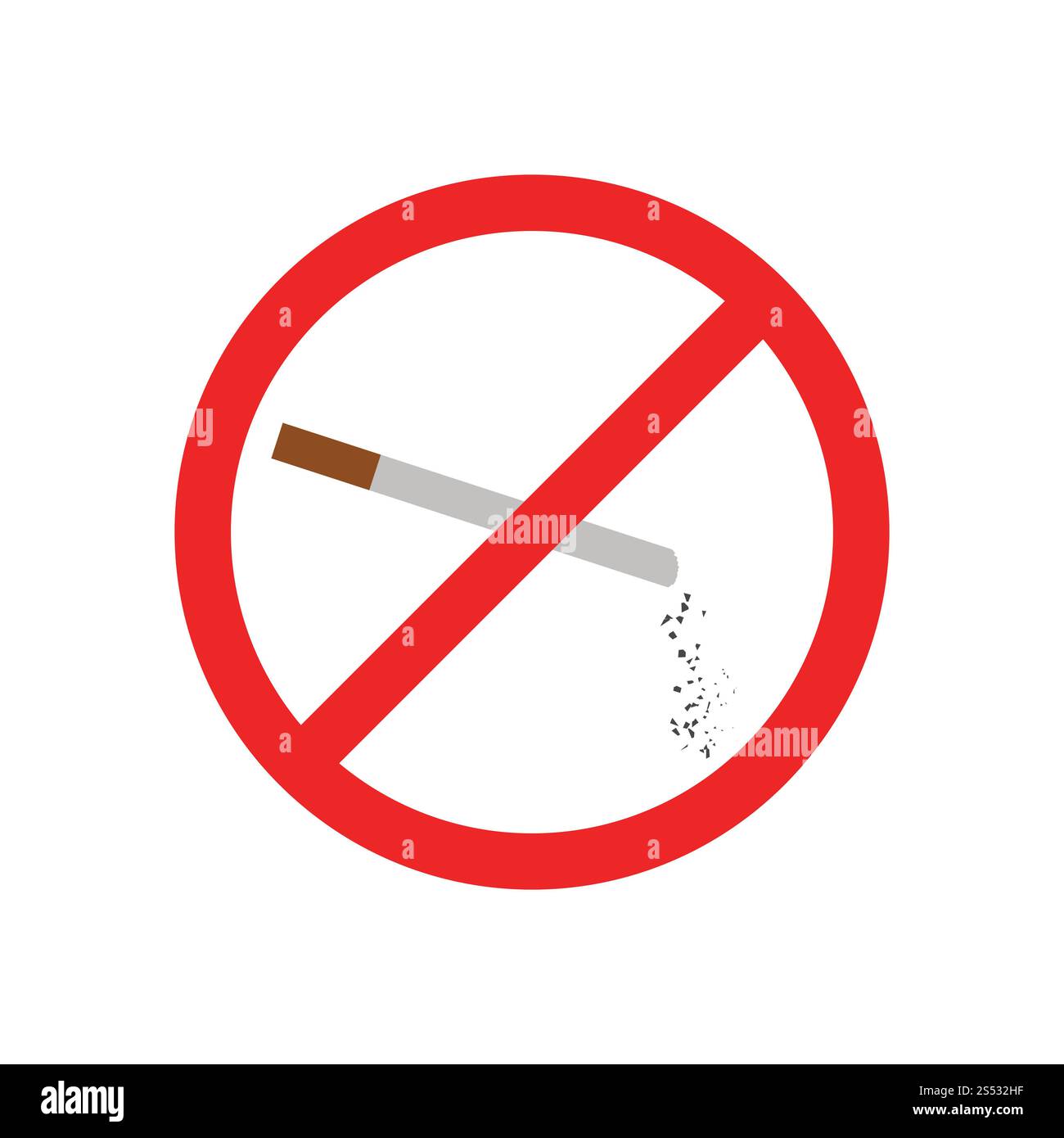Nessuna icona di fumare. Schermo piatto a colori e design. Illustrazione Vettoriale. Foto Stock