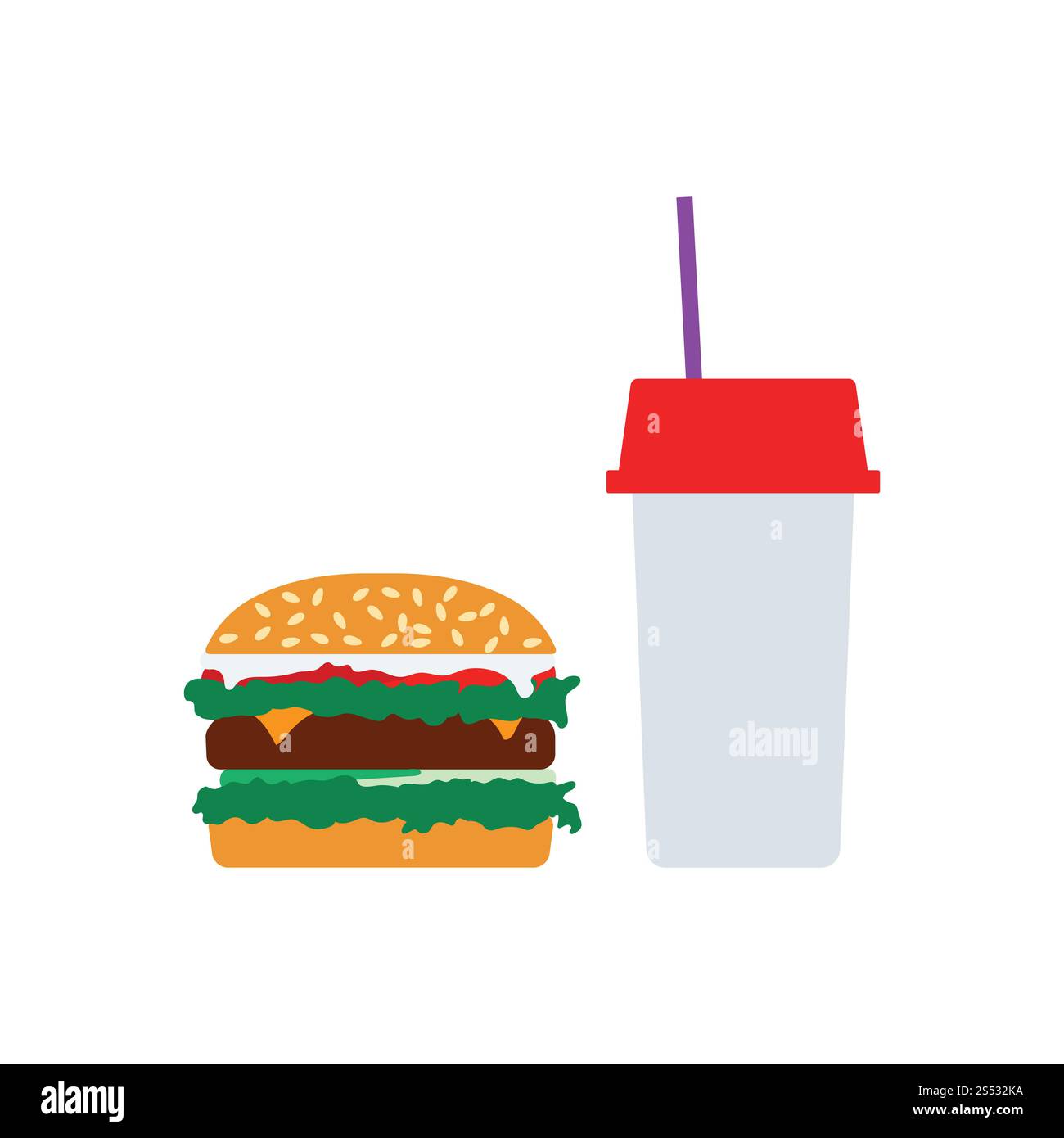 Il fast food icona. Schermo piatto a colori e design. Illustrazione Vettoriale. Foto Stock