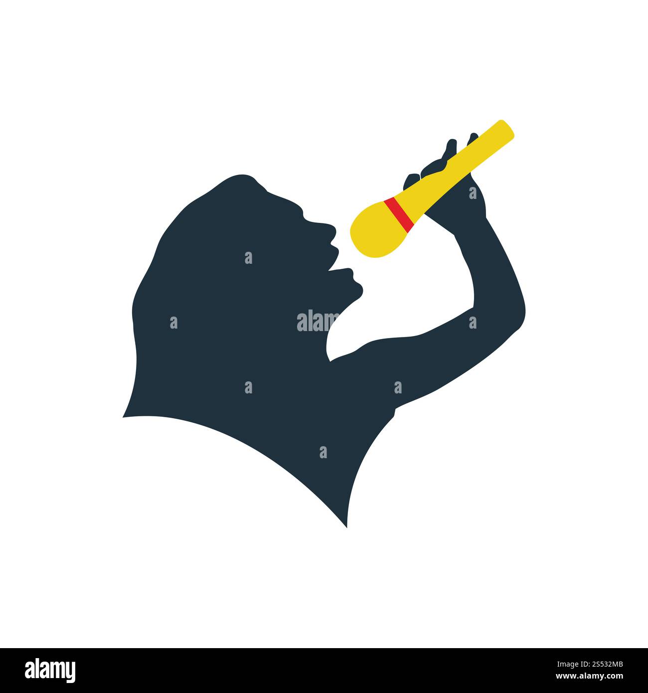 Karaoke silhouette di donna icona. Schermo piatto a colori e design. Illustrazione Vettoriale. Foto Stock