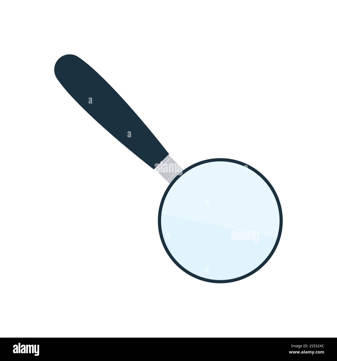 Icona della lente di ingrandimento. Schermo piatto a colori e design. Illustrazione Vettoriale. Foto Stock