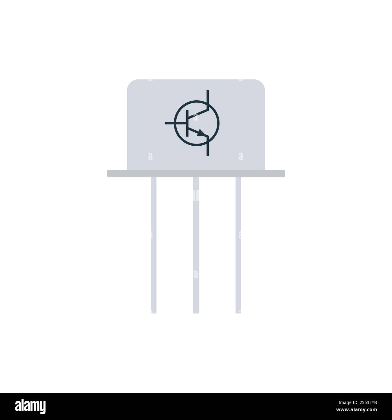 Icona del transistore. Schermo piatto a colori e design. Illustrazione Vettoriale. Foto Stock