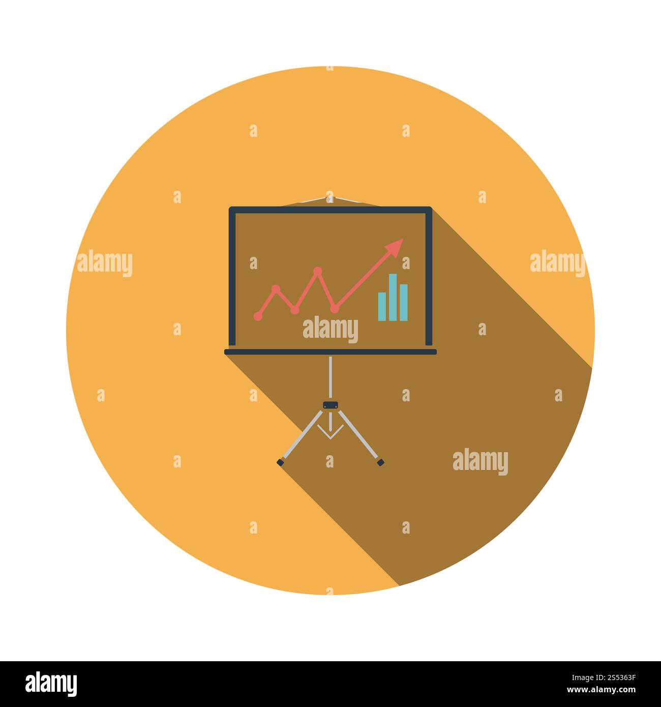 Analytics stand icona. Schermo piatto a colori e design. Illustrazione Vettoriale. Foto Stock
