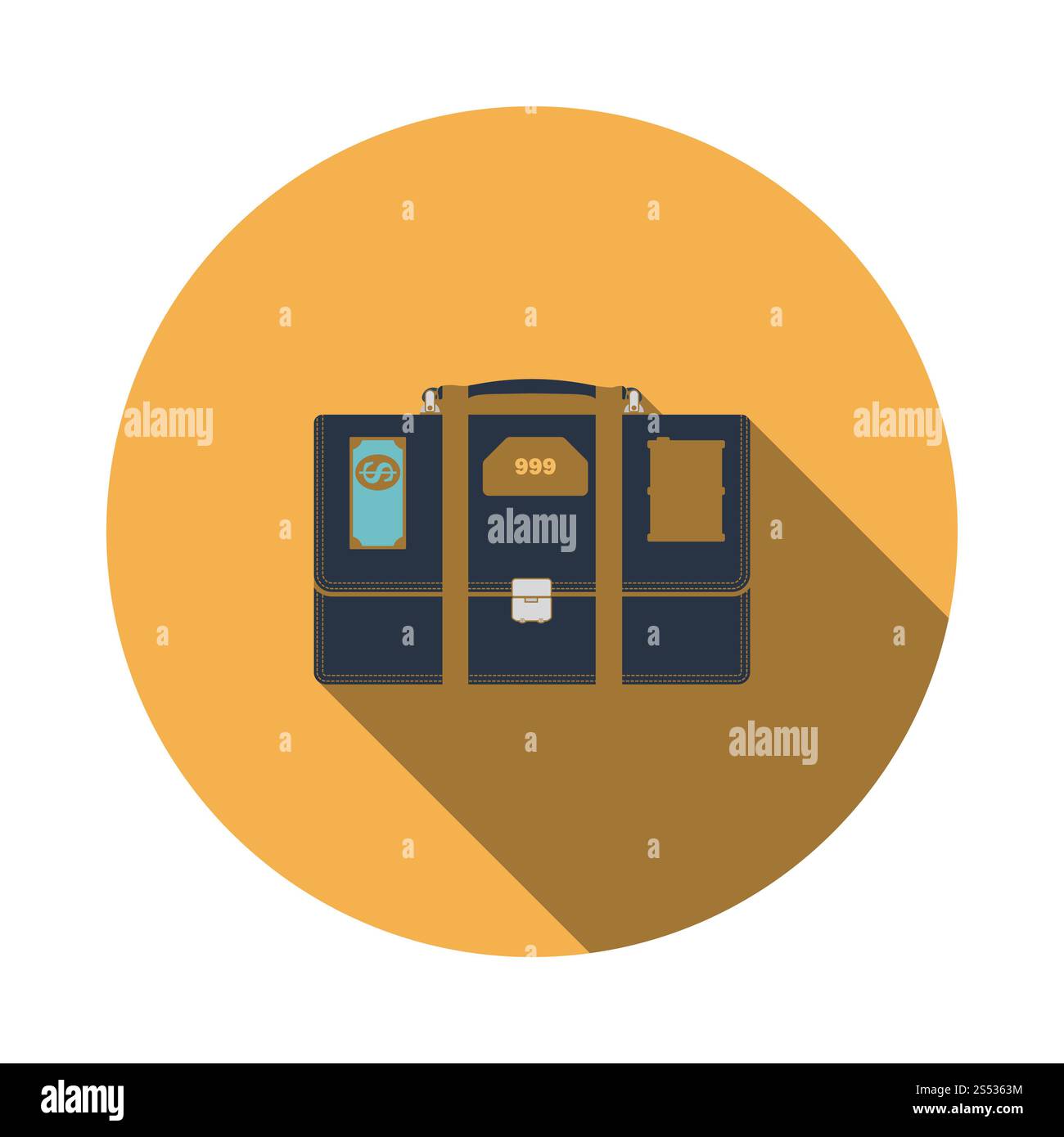 Olio, dollaro e oro valigetta di divisione concetto icona. Schermo piatto a colori e design. Illustrazione Vettoriale. Foto Stock