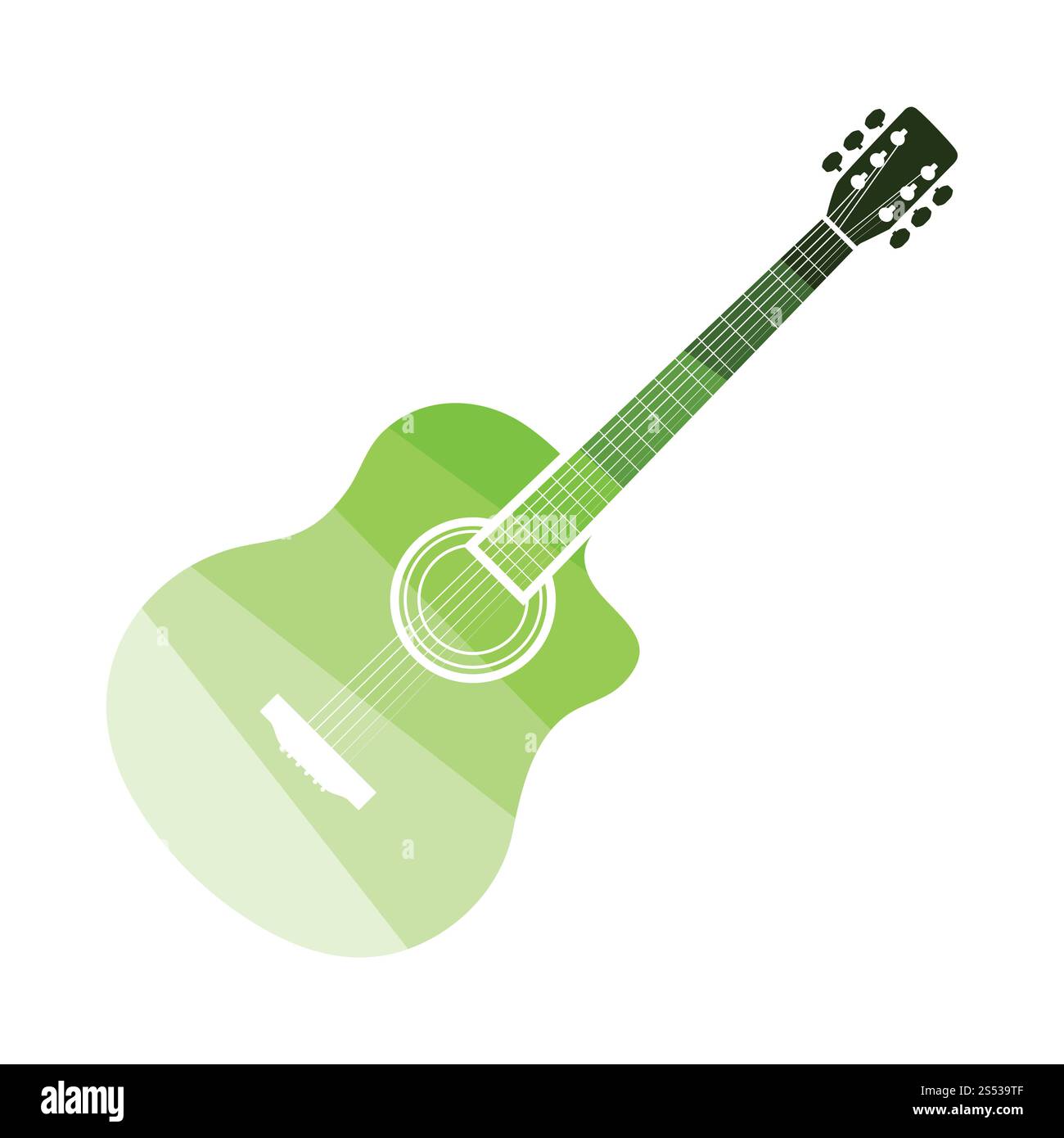 Chitarra acustica icona. Schermo piatto a colori e design. Illustrazione Vettoriale. Foto Stock