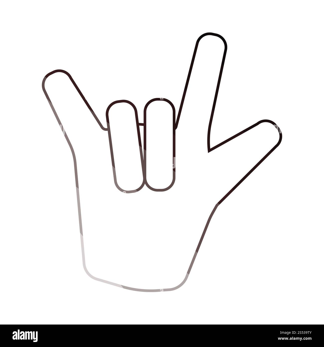 Rock icona della mano. Schermo piatto a colori e design. Illustrazione Vettoriale. Foto Stock