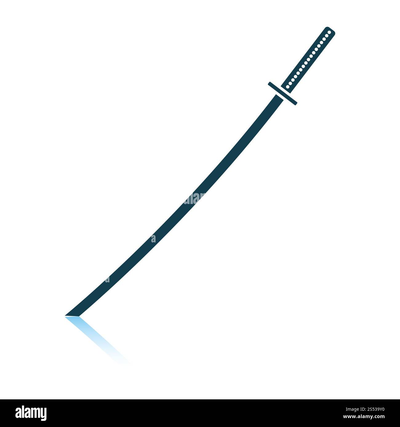 Spada giapponese icona. Ombra di design di riflessione. Illustrazione Vettoriale. Foto Stock