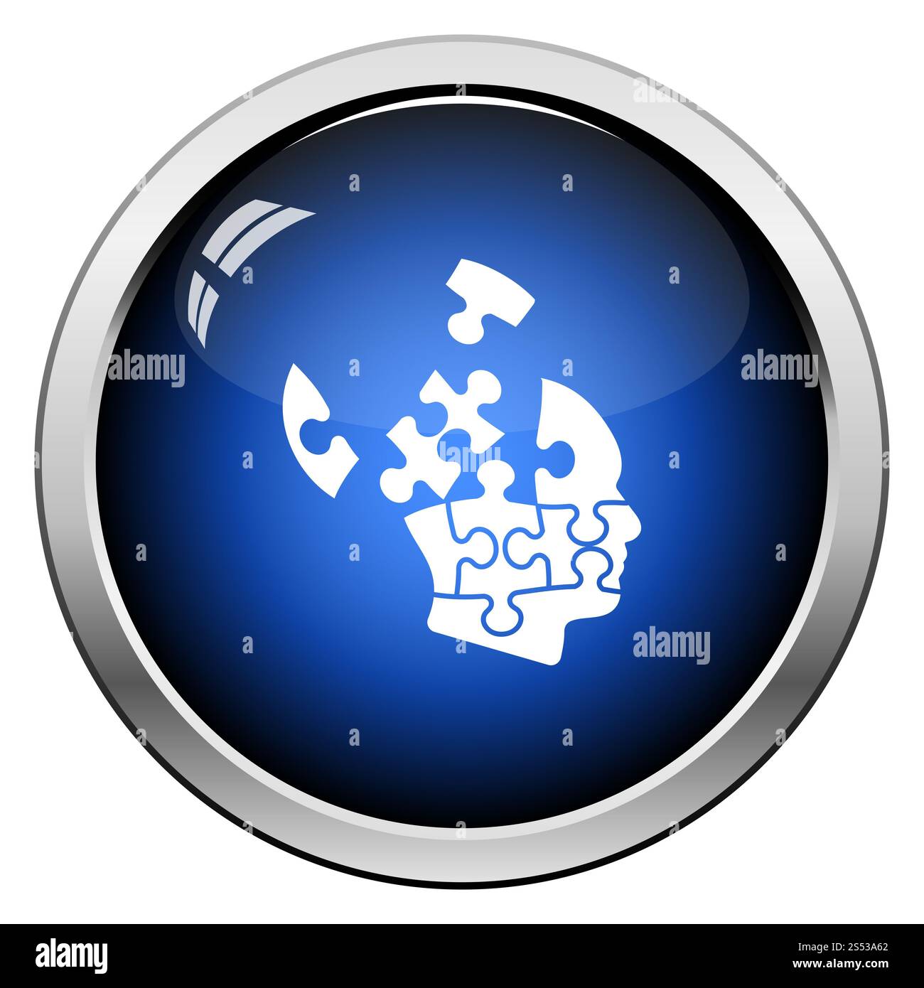 Icona della soluzione. Pulsante lucido Design. Illustrazione Vettoriale. Foto Stock