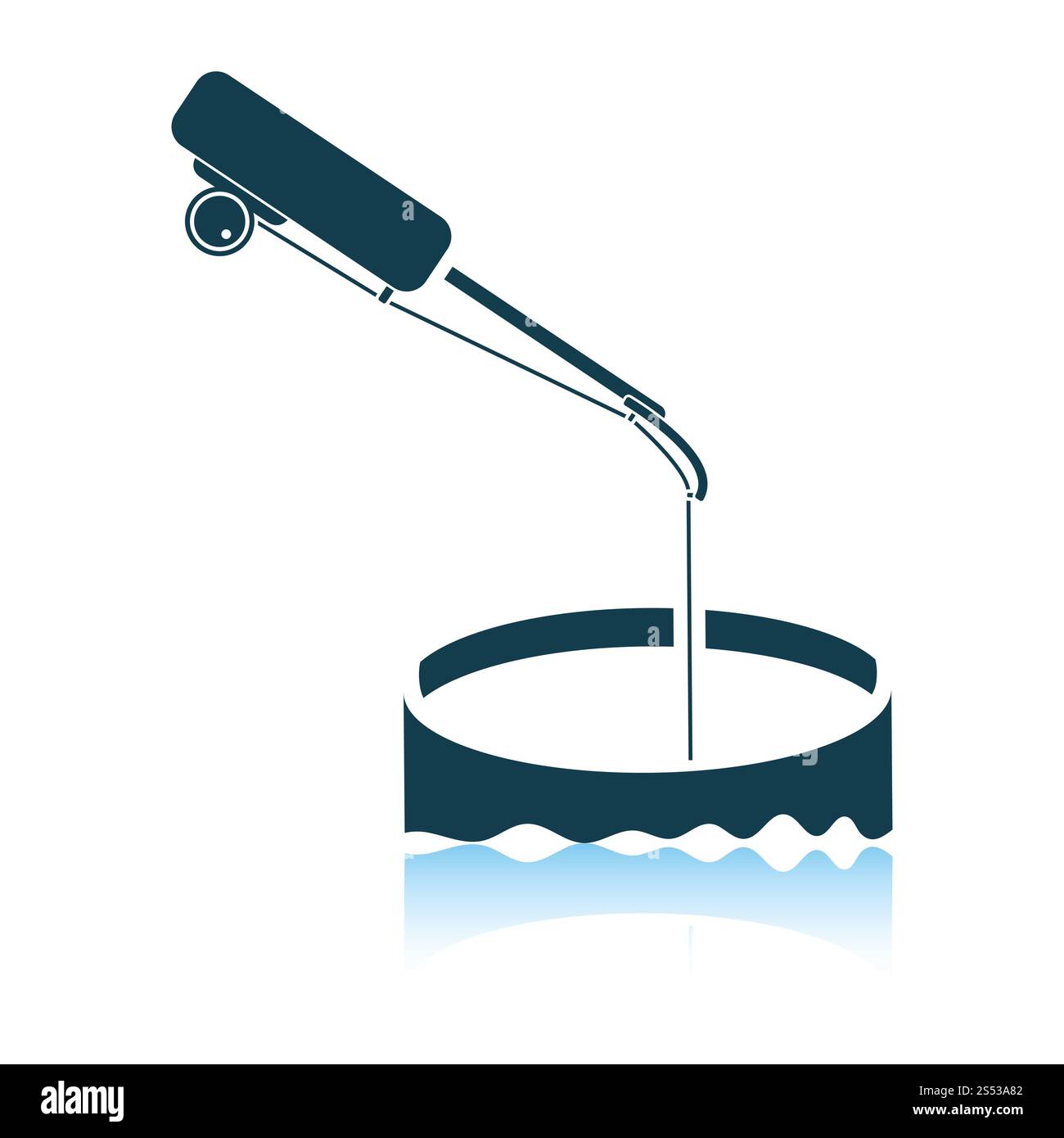 Icona della pesca affrontare l'inverno . Ombra di design di riflessione. Illustrazione Vettoriale. Foto Stock