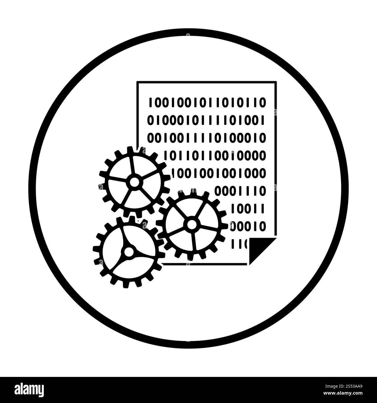 Sviluppo di applicazioni e la relativa icona. Cerchio sottile design Stencil. Illustrazione Vettoriale. Foto Stock