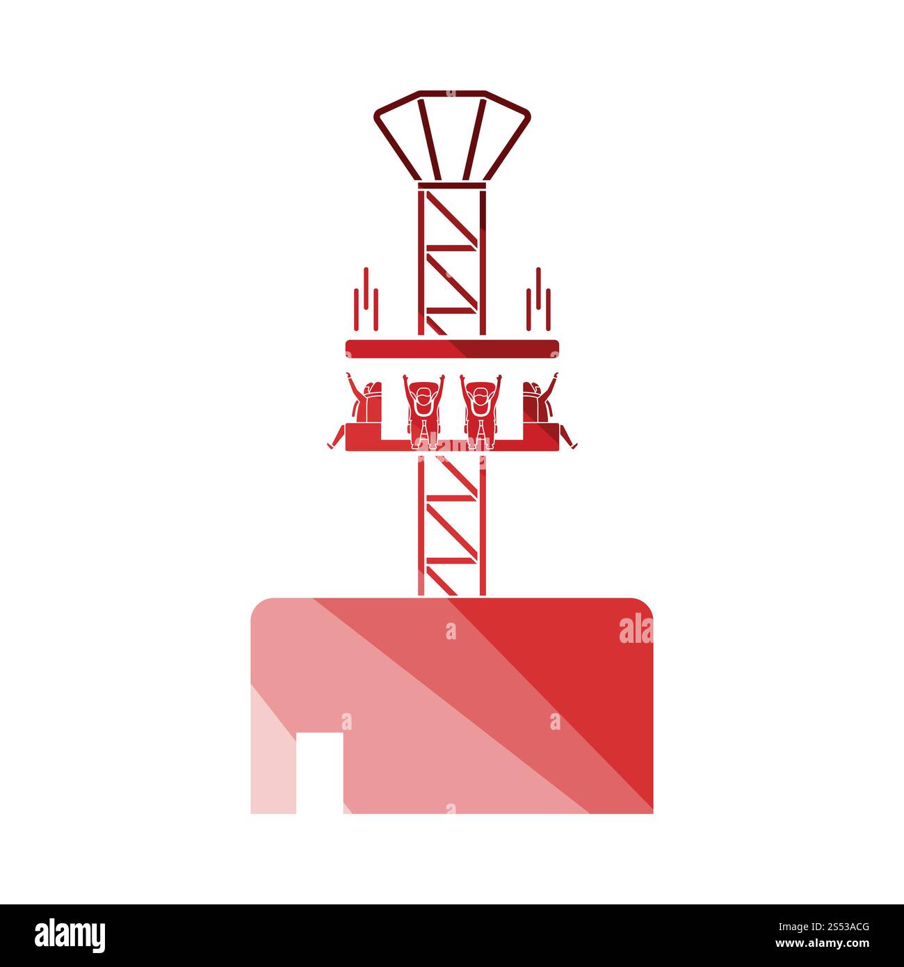 Caduta libera ride icona. Schermo piatto a colori e design. Illustrazione Vettoriale. Foto Stock