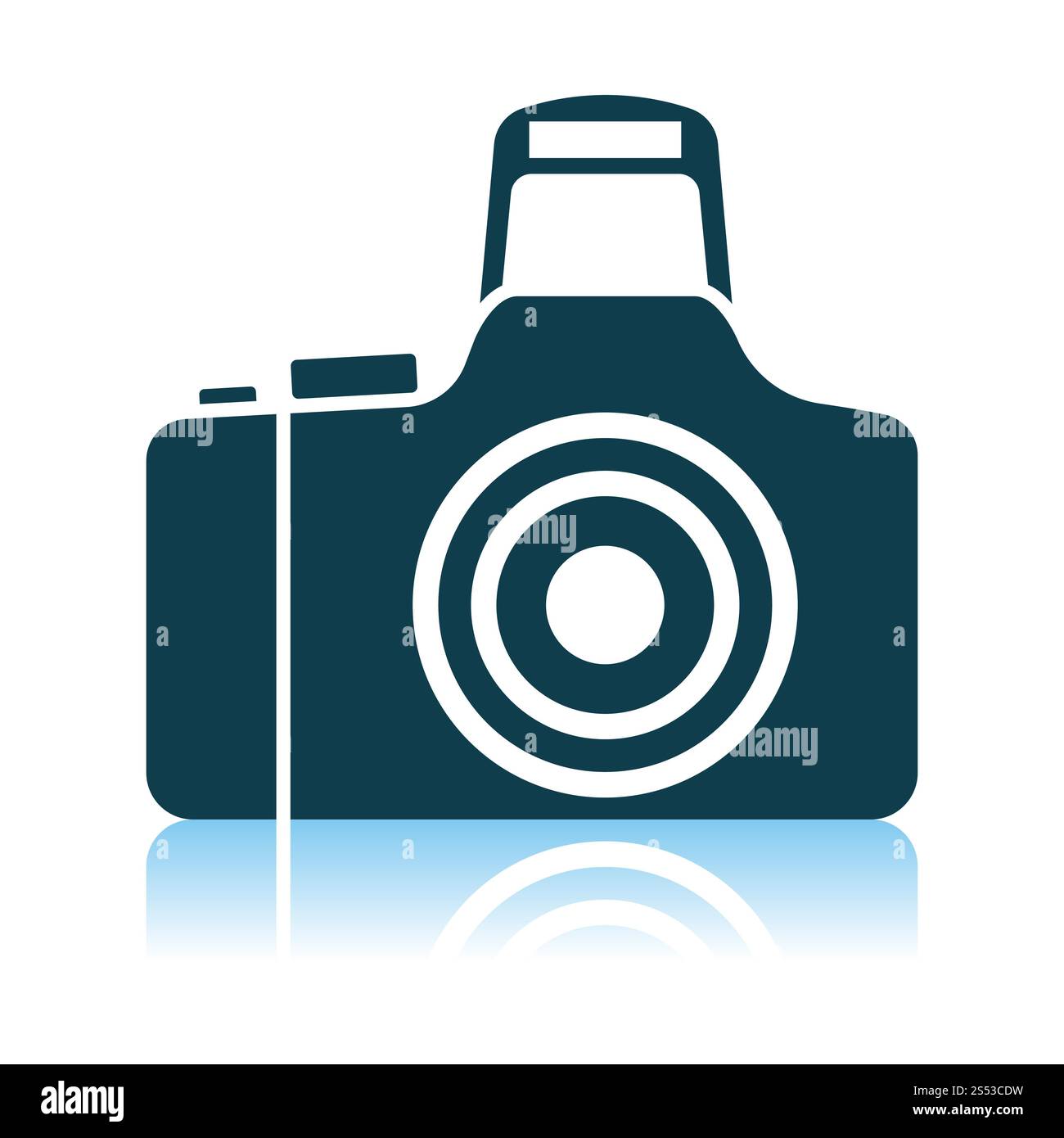 Foto icona della fotocamera. Ombra di Design di riflessione. Illustrazione Vettoriale. Foto Stock