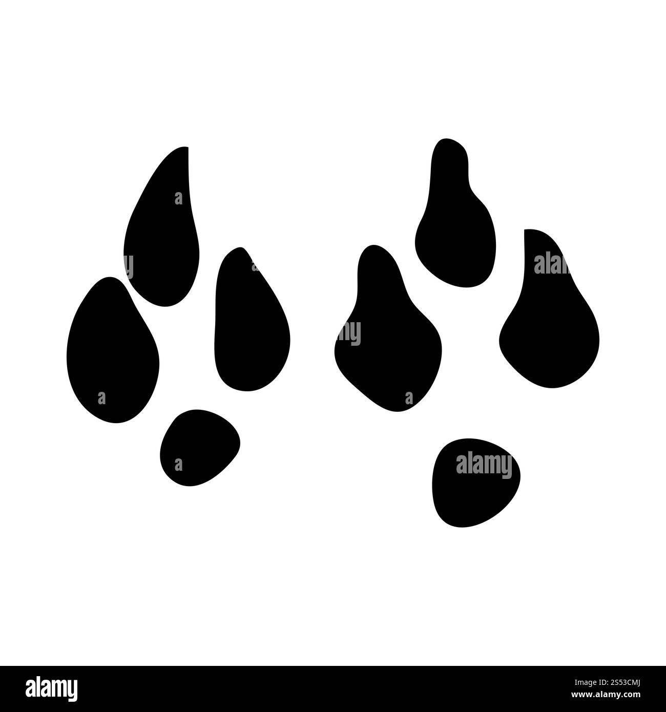 Jerboa Five-Toed Footprint. Silhouette nera Design. Illustrazione Vettoriale. Foto Stock