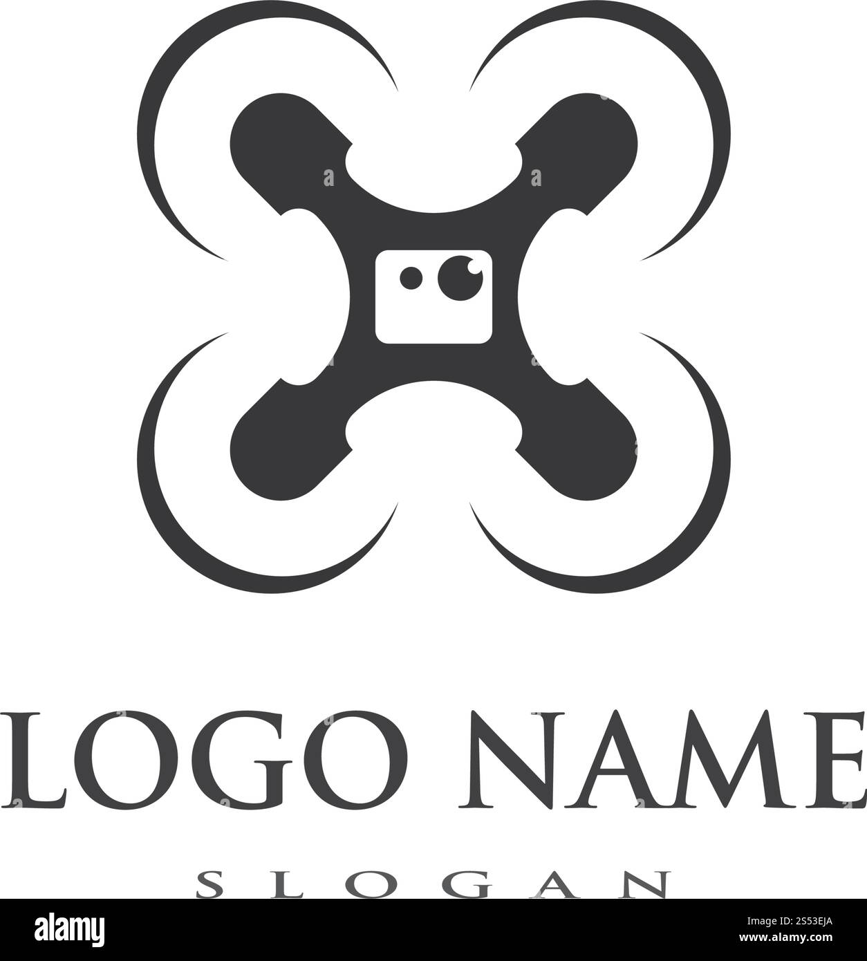 Modello vettore logo drone Illustrazione Vettoriale
