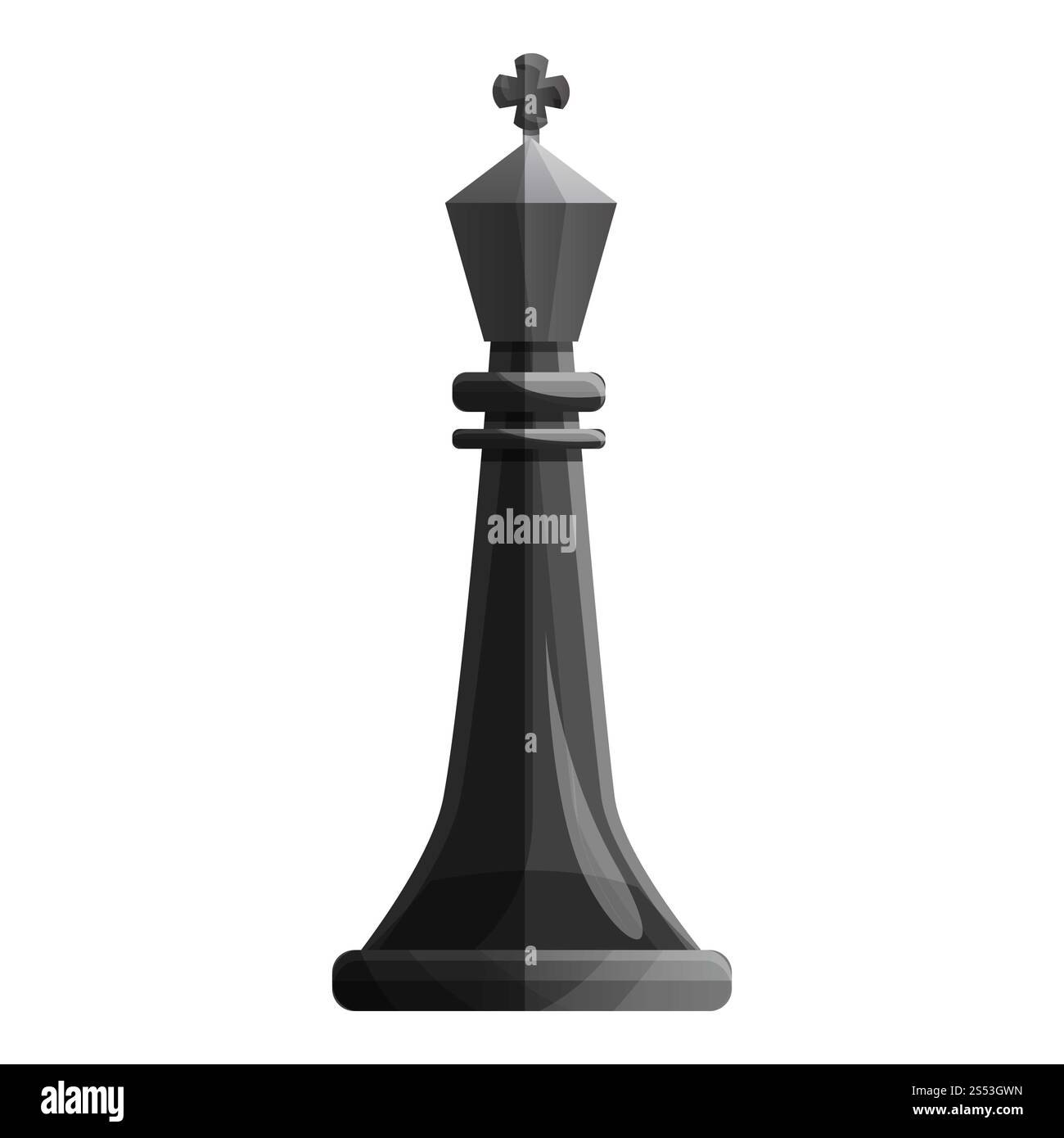 Icona scacchiera nera. Cartoni animati con icona vettoriale scacchiera nera per il web design isolato su sfondo bianco. Icona a scacchi nera King Piece, Foto Stock