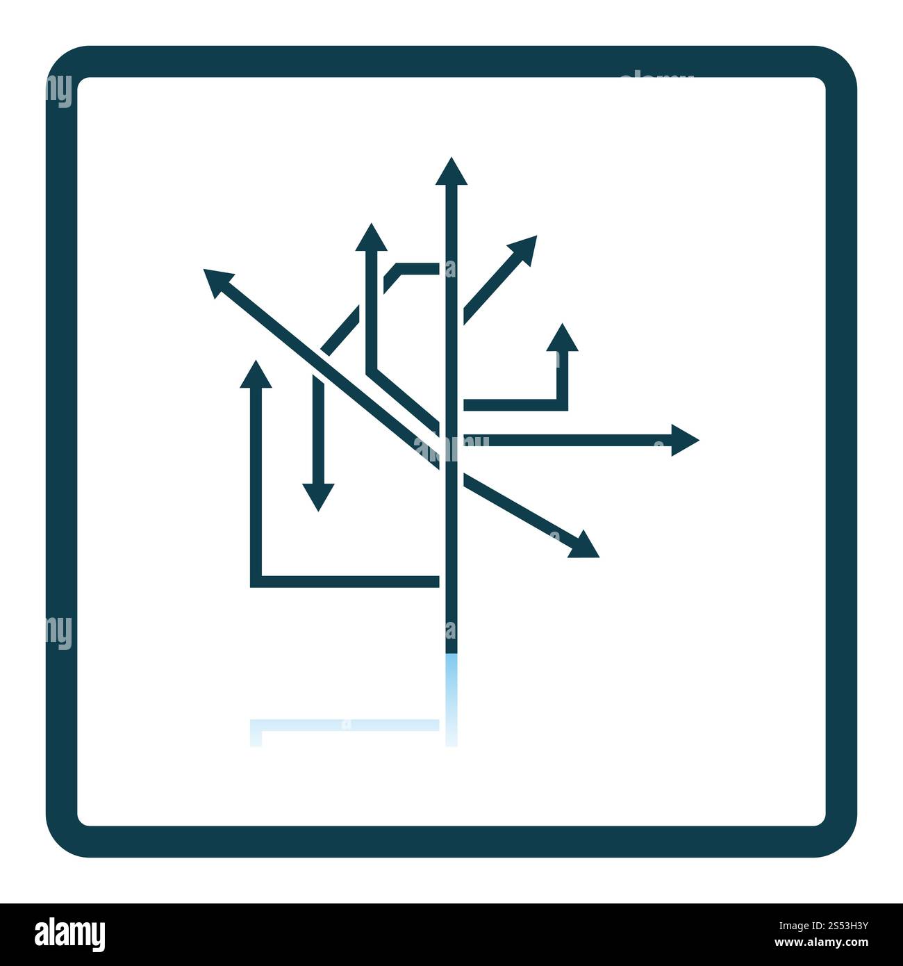 Frecce di direzione icona. Piazza riflessione Shadow Design. Illustrazione Vettoriale. Foto Stock