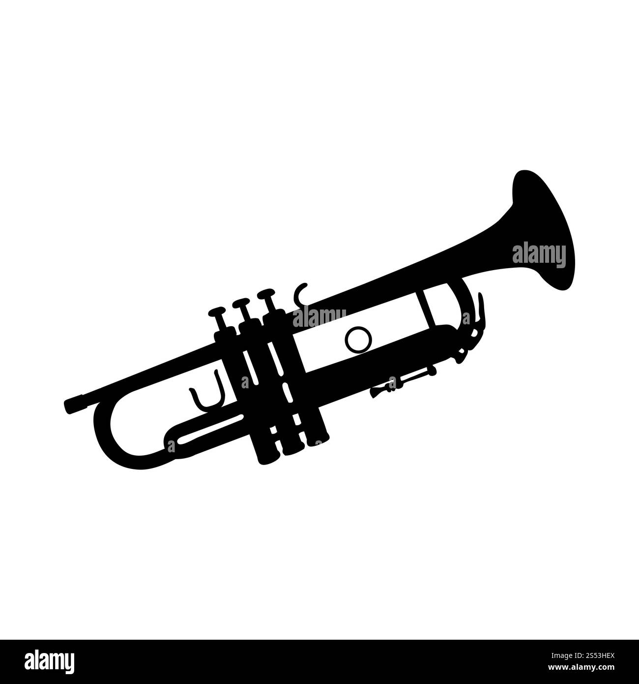 La tromba del vento Lo strumento musicale di Silhouette. Liscio e chiaro. Illustrazione Vettoriale. Foto Stock