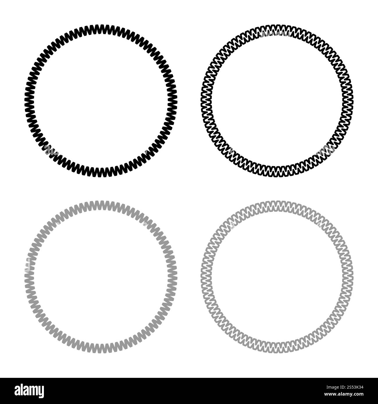 Cerchio di decorazione linea Decorativa Arte icona frame set di contorno nero colore grigio illustrazione vettoriale stile piatto semplice immagine Foto Stock