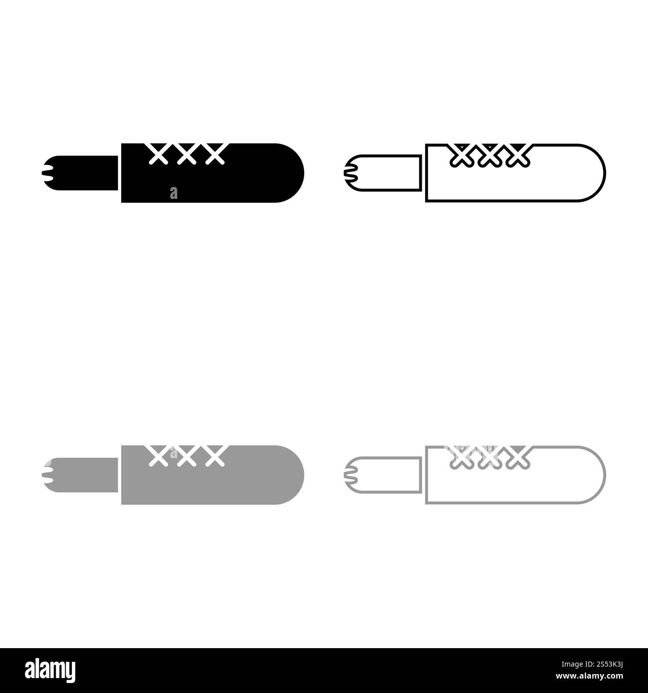 Il francese di hot dog fast food icona set di contorno nero colore grigio illustrazione vettoriale stile piatto semplice immagine Foto Stock