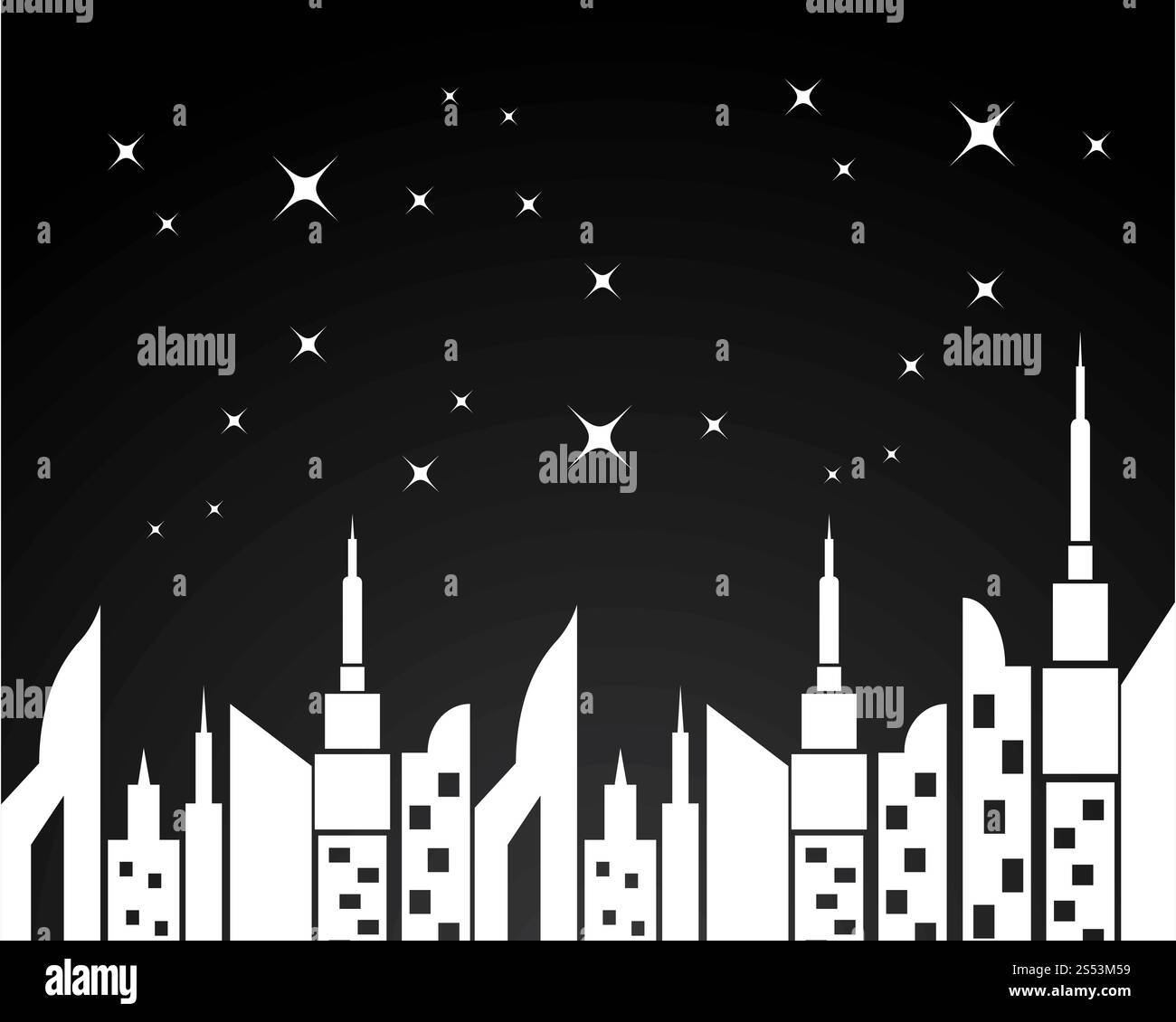 Città moderna skyline . città silhouette. illustrazione vettoriale in design piatto Foto Stock