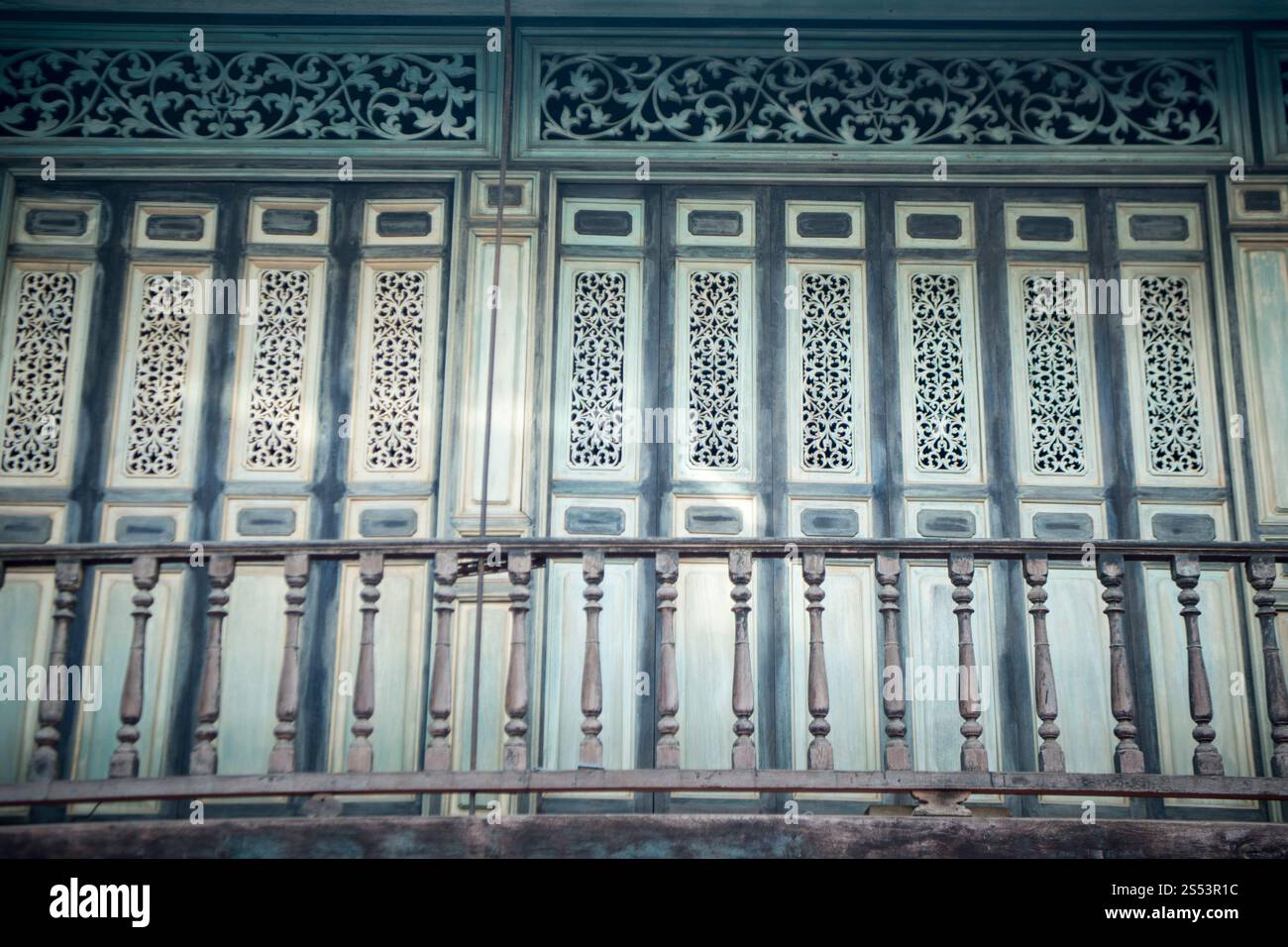 Una casa nella città vecchia sul lungomare di Chanthaboon sul fiume Mae Nam Chanthaburi nella città vecchia di Chanthaburi, a nord di Foto Stock