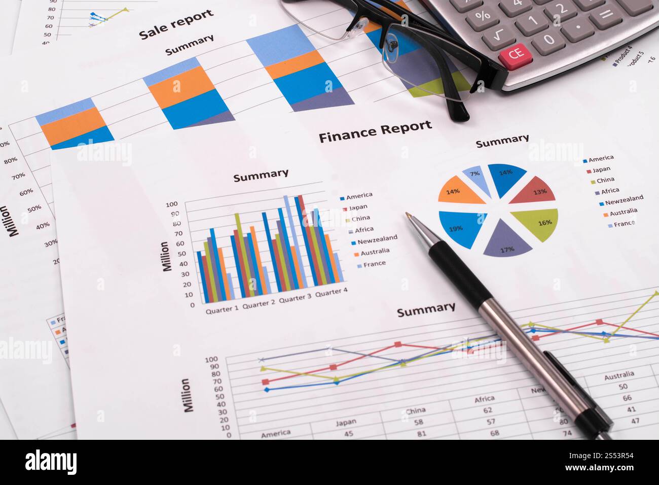 rapporto grafico aziendale, documento aziendale Foto Stock